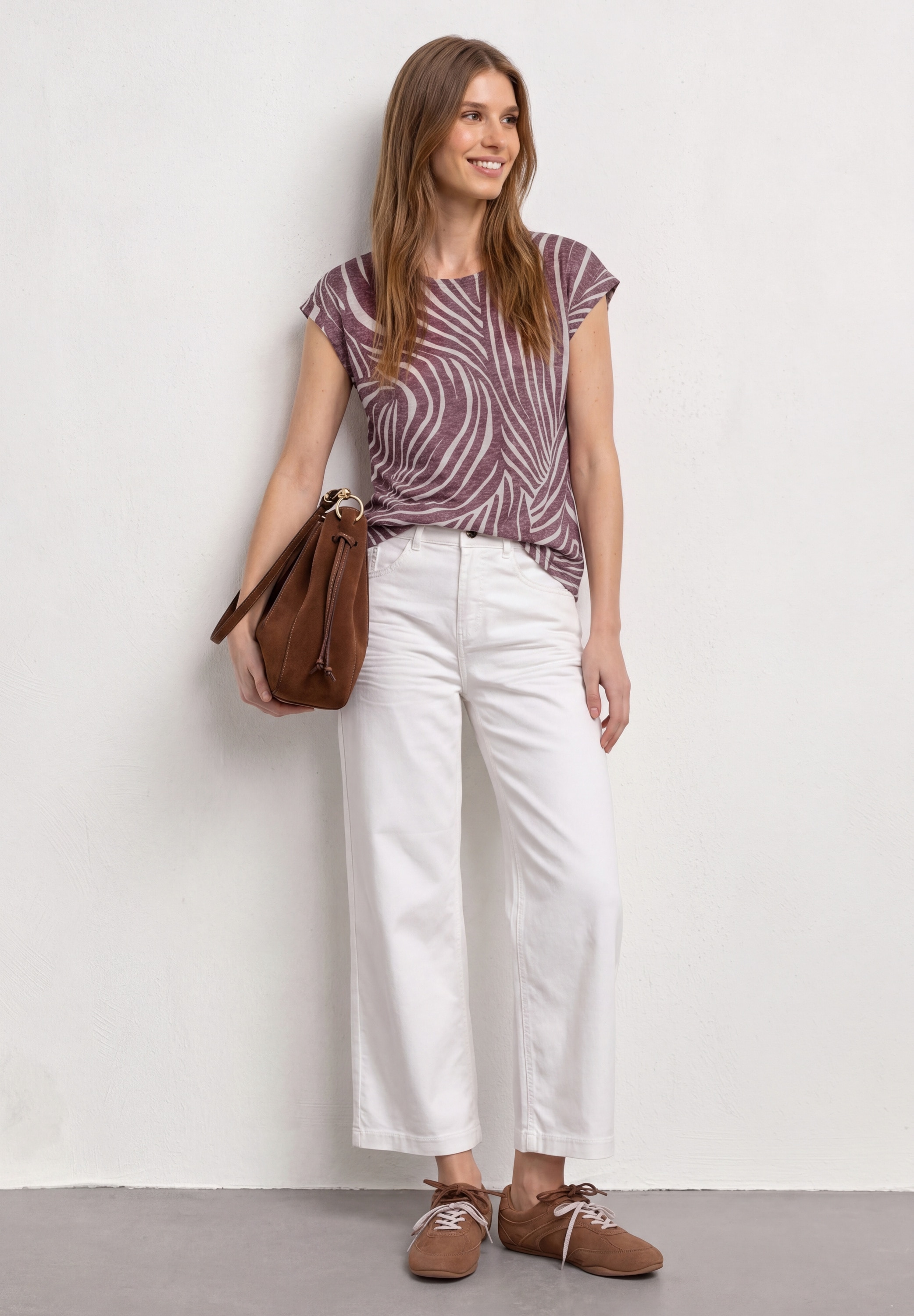 STREET ONE Shirttop Sommershirt im Ausbrenner-Look/mit Allover-Print