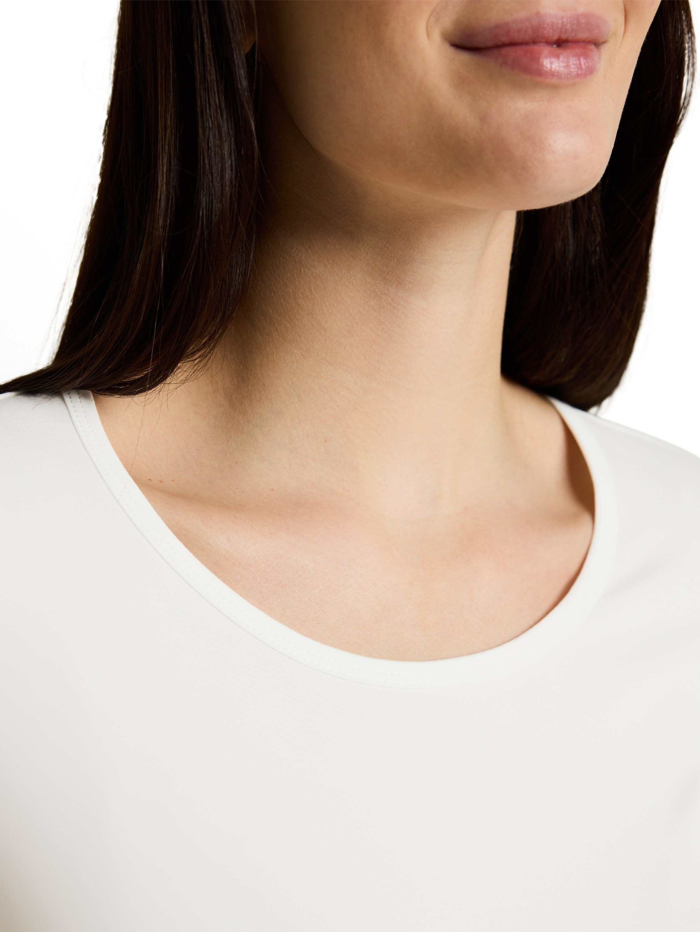 TOM TAILOR T-Shirt Sommershirt mit tiefem Rundhalsausschnitt, unifarben