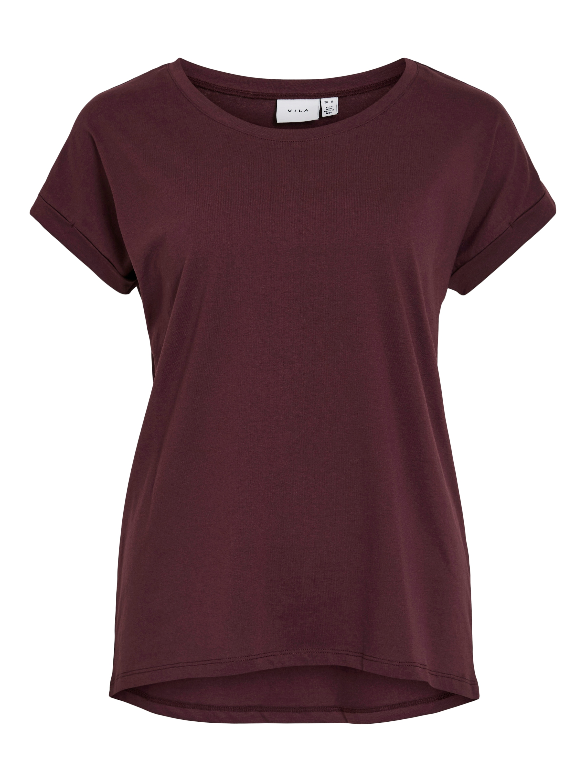 Vila Rundhalsshirt »VIDREAMERS NEW PURE T-SHIRT/SU-NOOS«, Basic Damen-T-Shirt mit Rundhalsausschnitt und umgeschlagenen Ärmeln