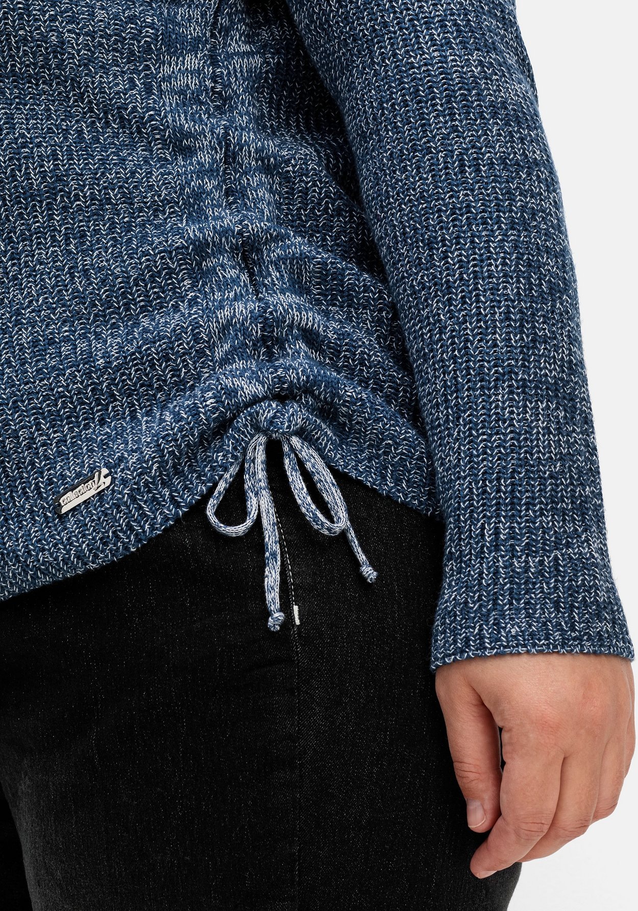 Sheego Rundhalspullover »Strickpullover mit Rippmuster und Raffung seitlich«