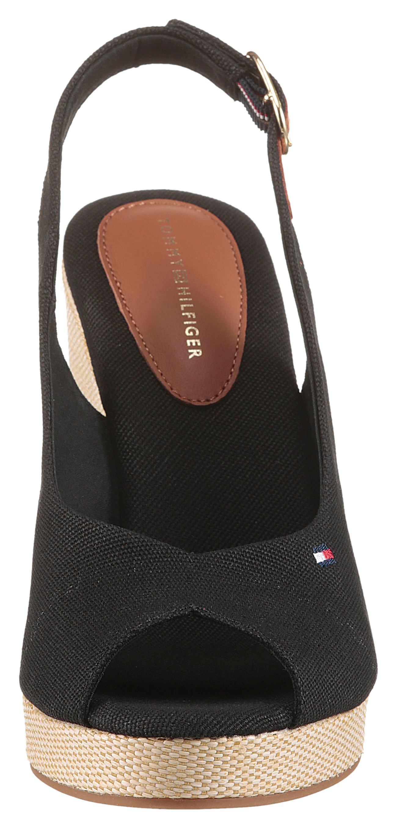 Tommy Hilfiger High-Heel-Sandalette »FLAG HIGH WEDGE ESPAD SLINGBACK«  , Sommerschuh, Partyschuh, Keilsandalette, in schmaler Form