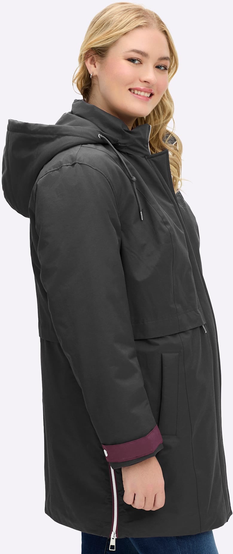Sheego Langjacke, mit Kapuze
