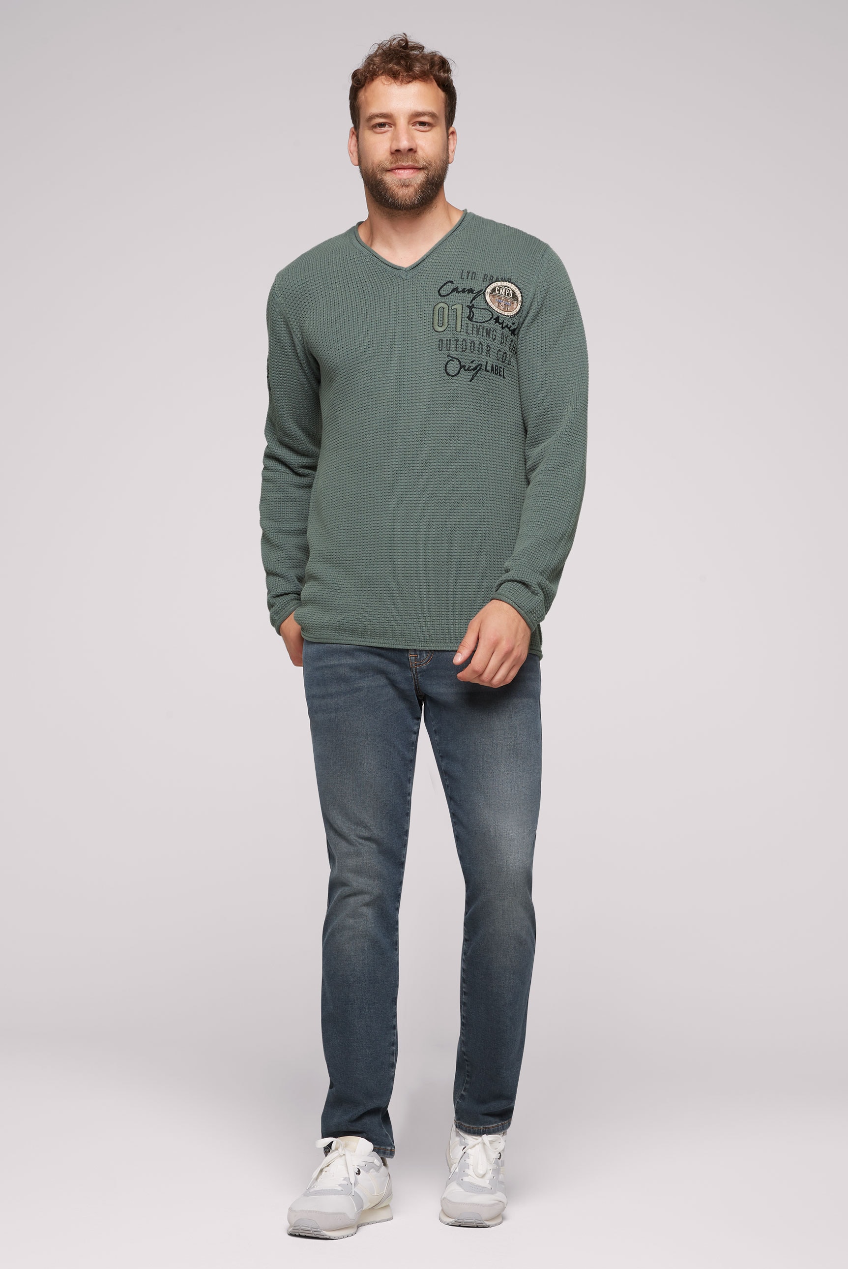 CAMP DAVID Strickpullover, mit Logo Print