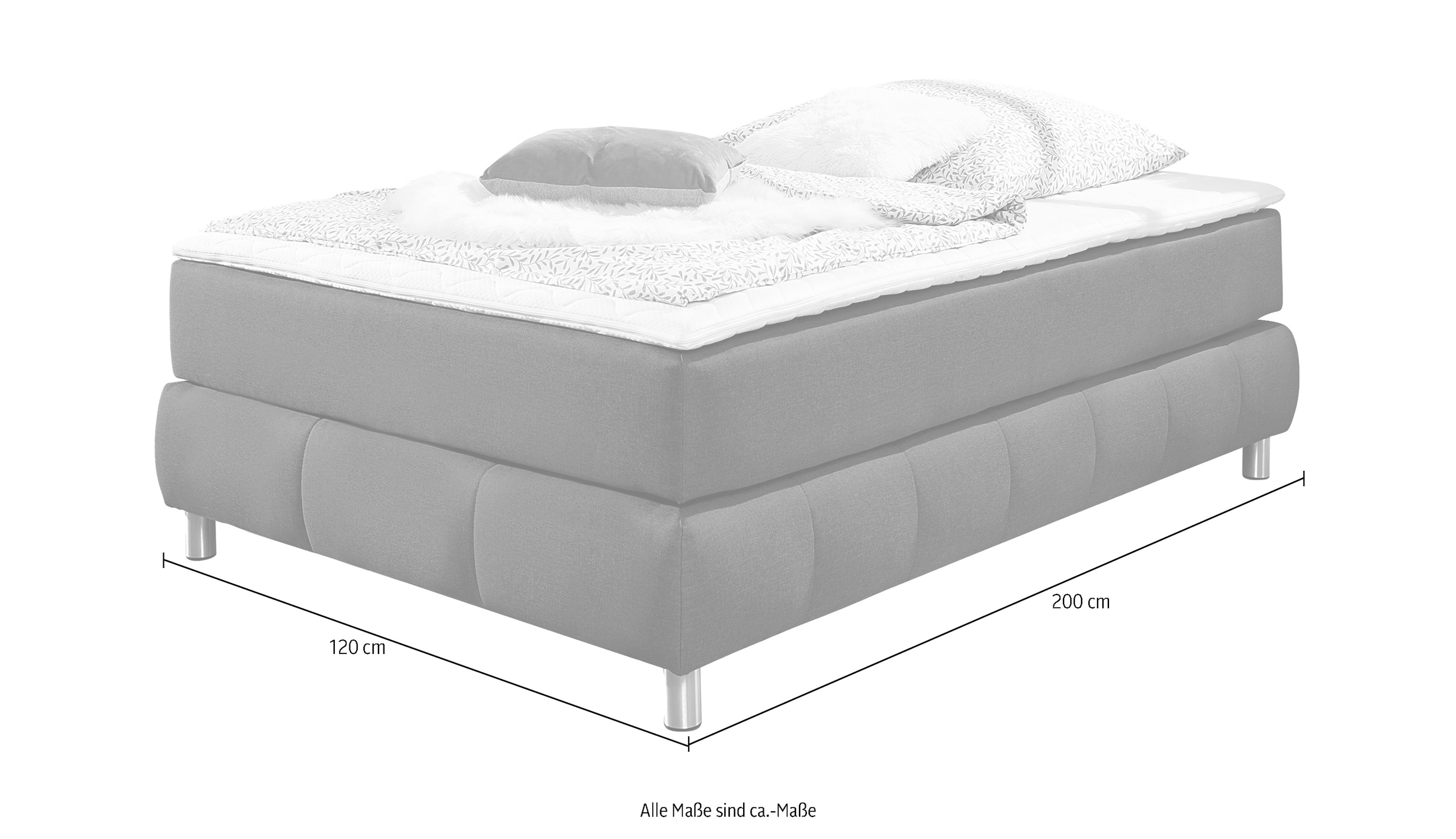 andas Boxspringbett »Salo«, Ohne Kopfteil, inkl. Topper, auch in Überlänge 220 cm