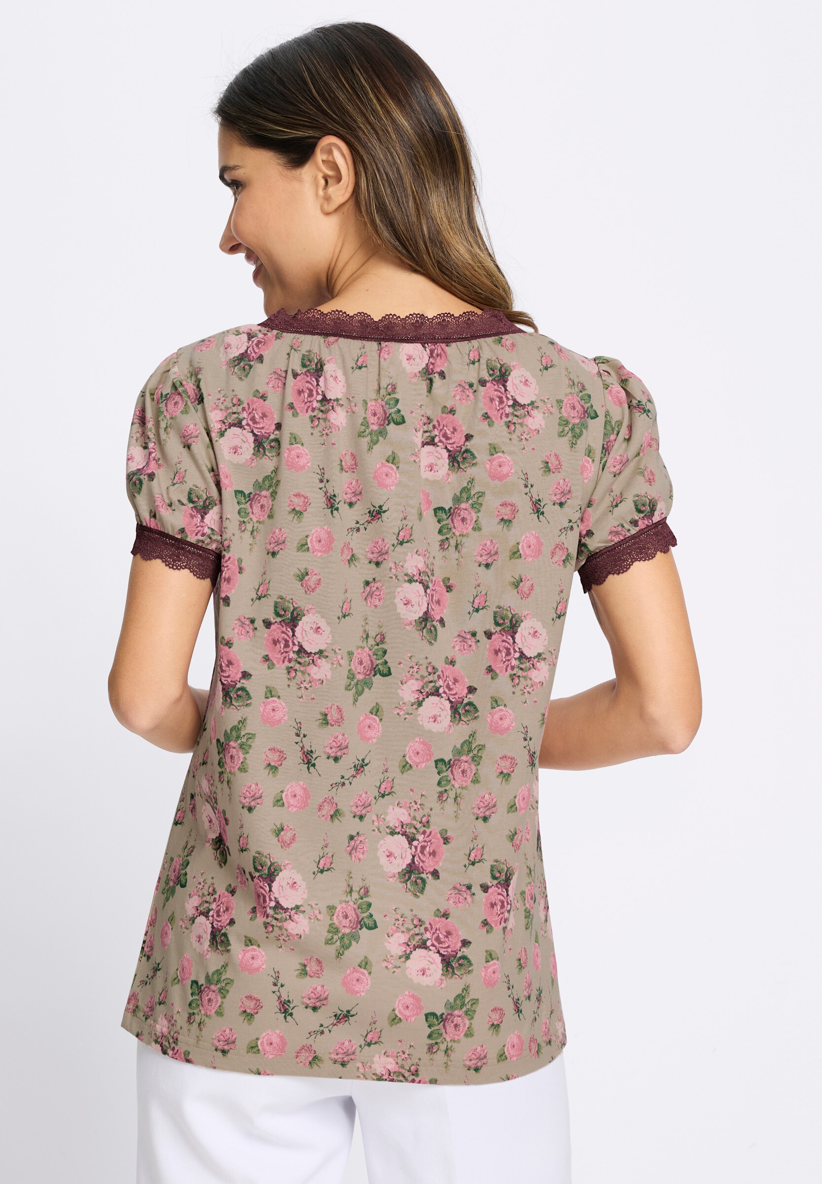 Sieh an! Trachtenshirt »Trachtenshirt Trachtenshirt mit Spitzen-Details«
