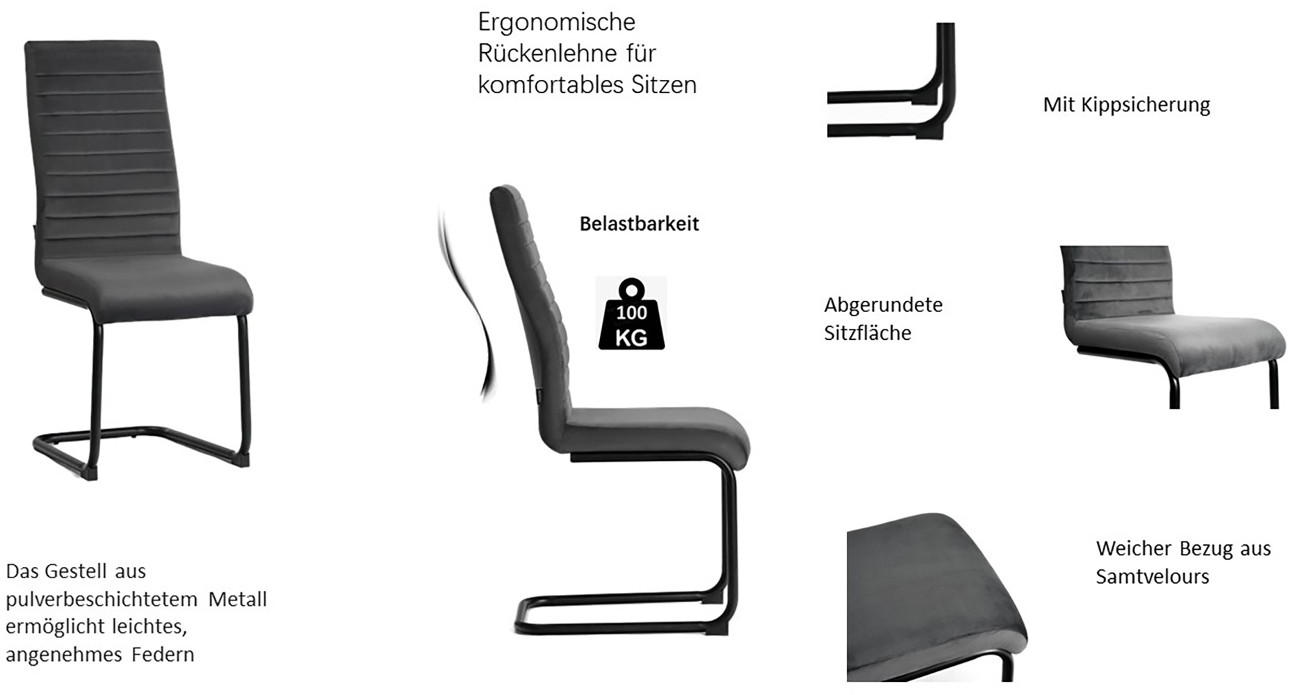 Home affaire Essgruppe »Melwine Keramiktisch Freischwinger«, (Set, 5 tlg.), Tisch ausziehbar 120-160 cm Esszimmer Tischgruppe