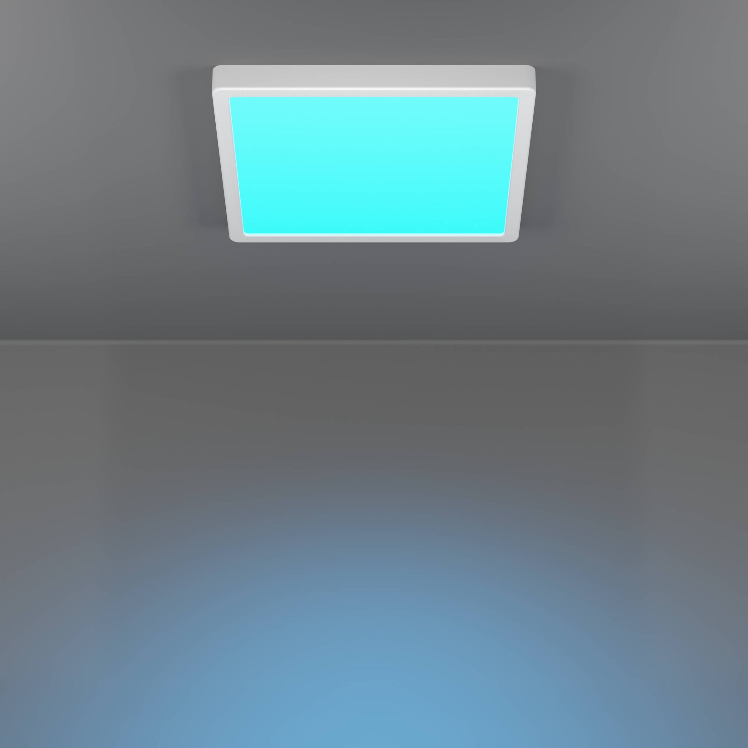 EGLO Aufbauleuchte »Fueva 6-Z Deckenlampe, ZigBee, App und Sprachsteuerung, Badlampe, IP44« LED-Modul 1 Stk. Kaltweiß | RGB Aufbauleuchte - L29,5 x B29,5 x H2,5 cm - weiß - 13,5W inkl.