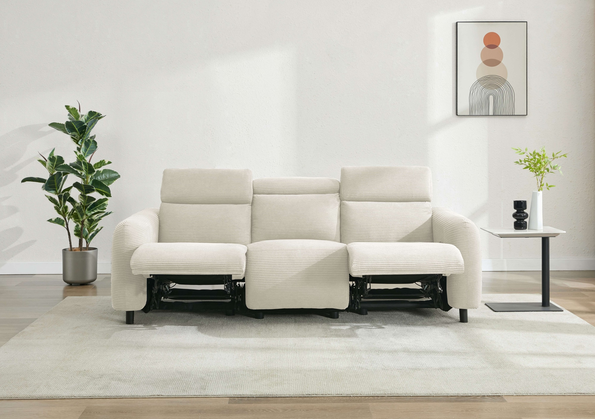 Home affaire 3-Sitzer »SKAANE Struktur-Sofa, 229 cm, manuelle-u. elektrische Relaxfunktion«, Relax-Funktion in 2 Sitzen, Kopfteilverstellung, Federkernpolsterung