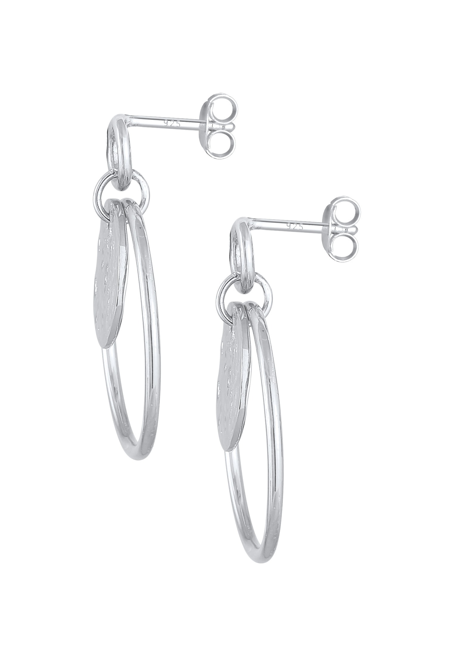 Elli Paar Ohrstecker »Ohrringe Hänger Plättchen Basic Rund 925 Silber«