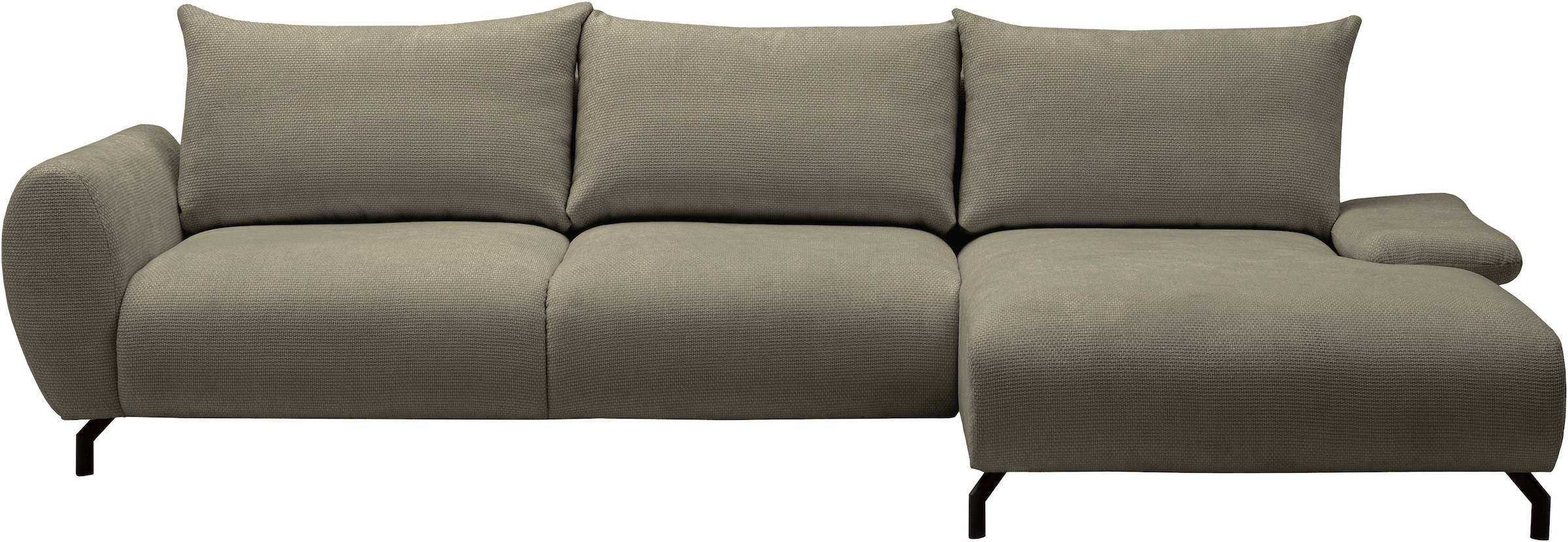 OTTO home Ecksofa »KELLIE, L-Form, 315 cm, verstellbare Armlehne, Metallfüße,« wahlweise Recamiere links o. rechts, Chenille-Stoff, hoher Sitzkomfort