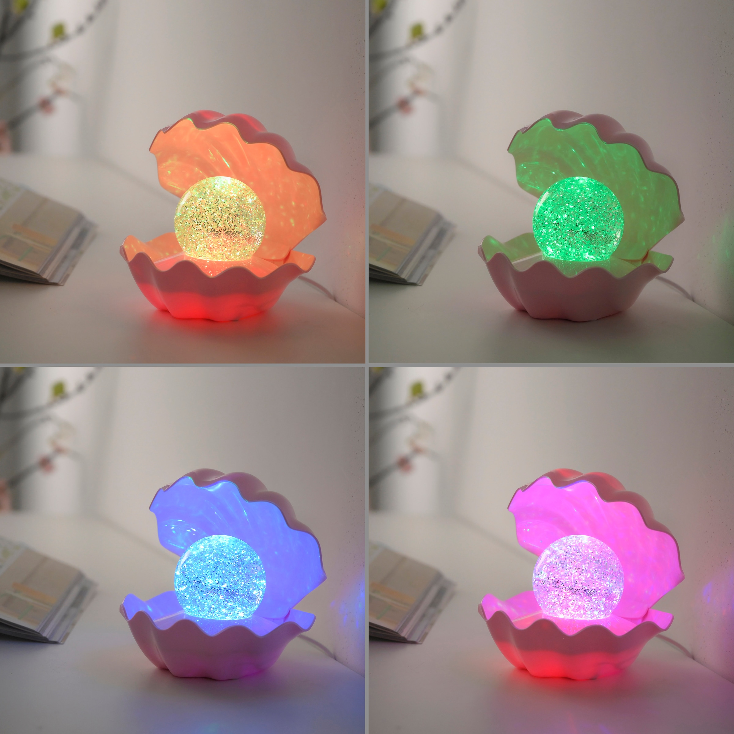 JUST LIGHT LED Tischleuchte »ARIELLE« LED-Board 1 Stk. Farbwechsler Glaskugel mit wunderschönem Glitzereffekt