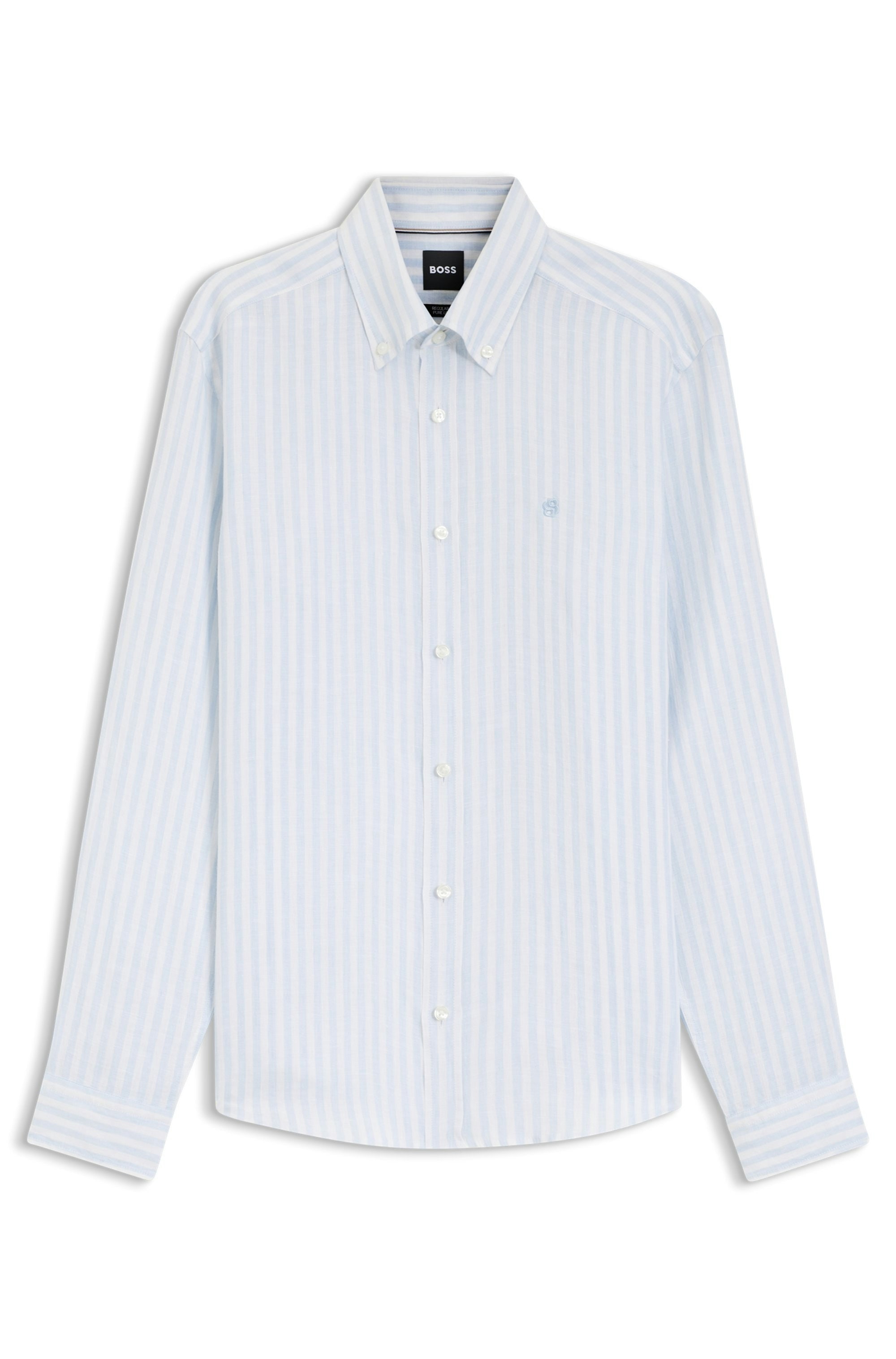 BOSS Leinenhemd »LIAM« 100% Leinen Premium Sommerhemd, Button-Down-Kragen, regular fit