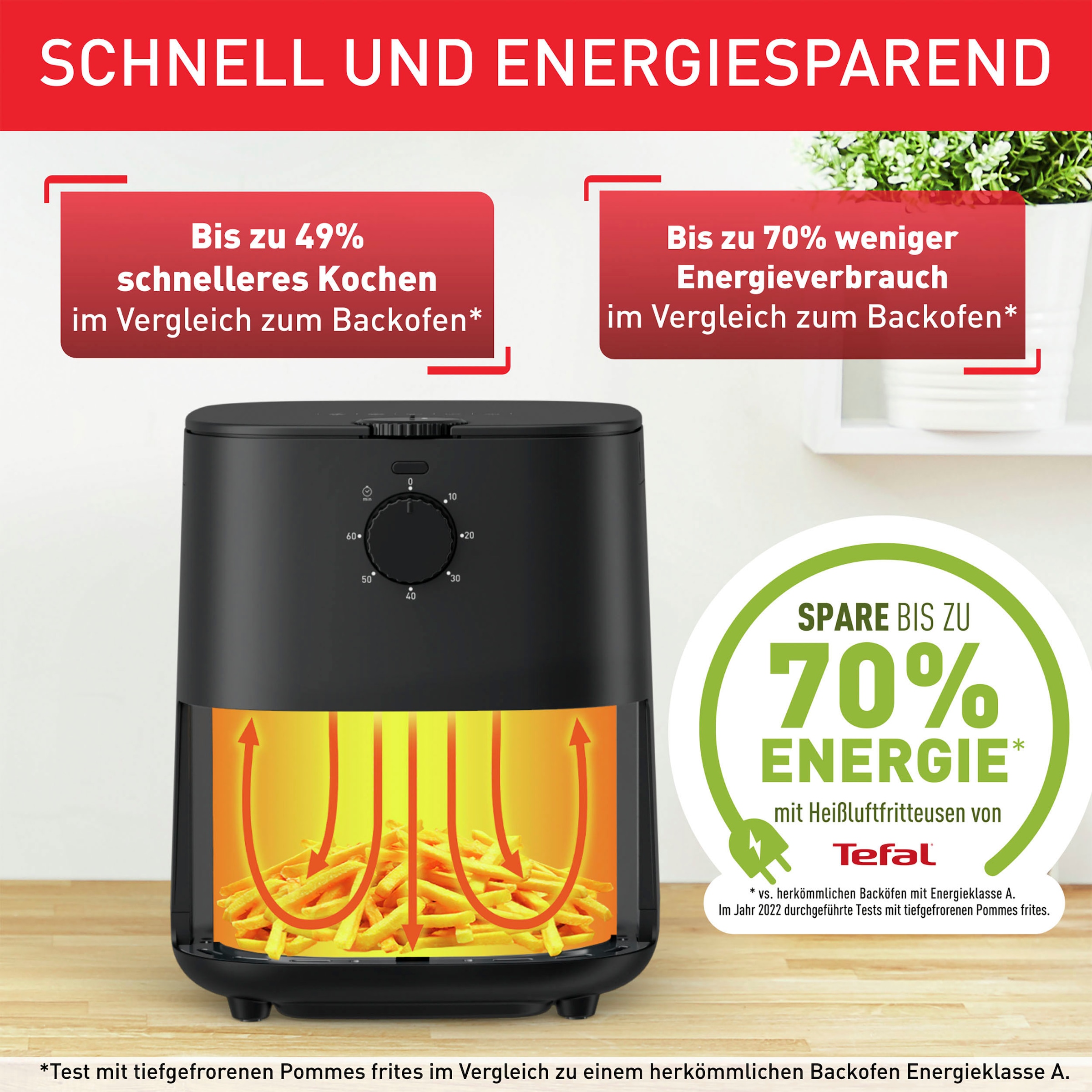 Tefal Heißluftfritteuse »EY1308 Easy Fry Essential«, 1430 W, kompaktes Design, energiesparend, knusprige Ergebnisse, gesund Kochen