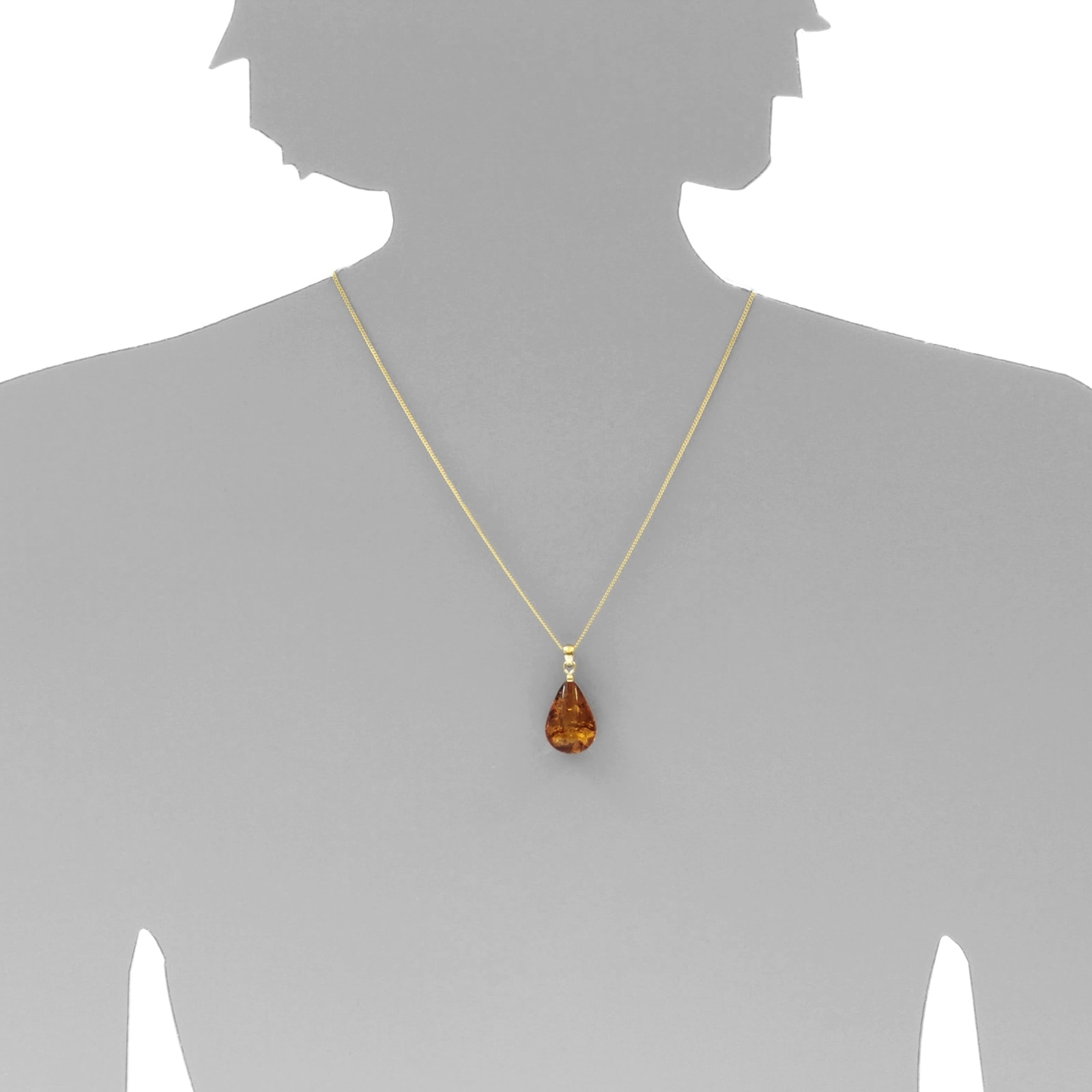 OSTSEE-SCHMUCK Kettenanhänger »- Tropfen ca. 22 mm lang - Silber 925/000 vergoldet - Bernstein -,«