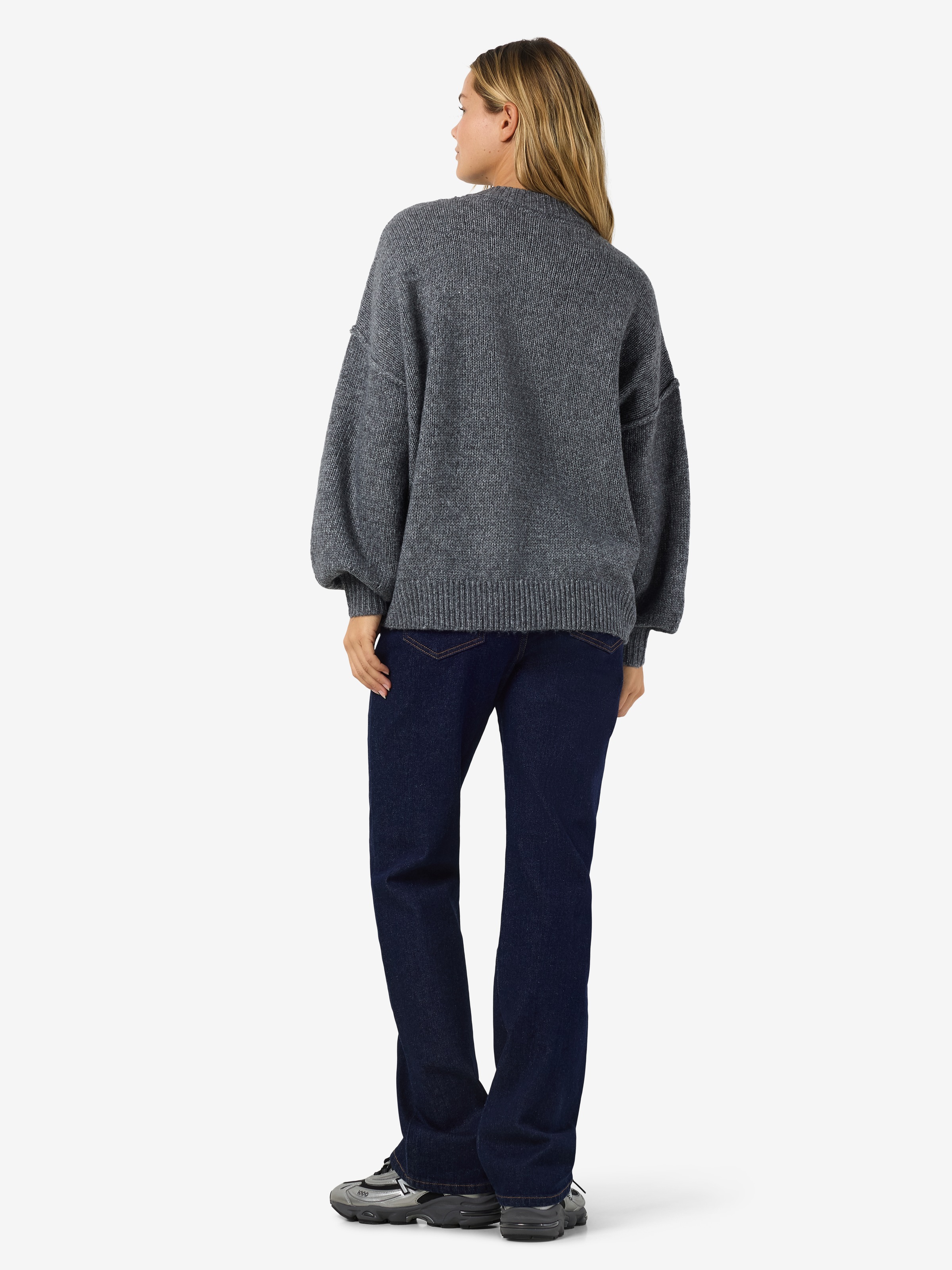 Noisy may Strickpullover »NMLUISA L/S O-NECK KNIT NOOS« Materialmix, loose fit, mit Wolle