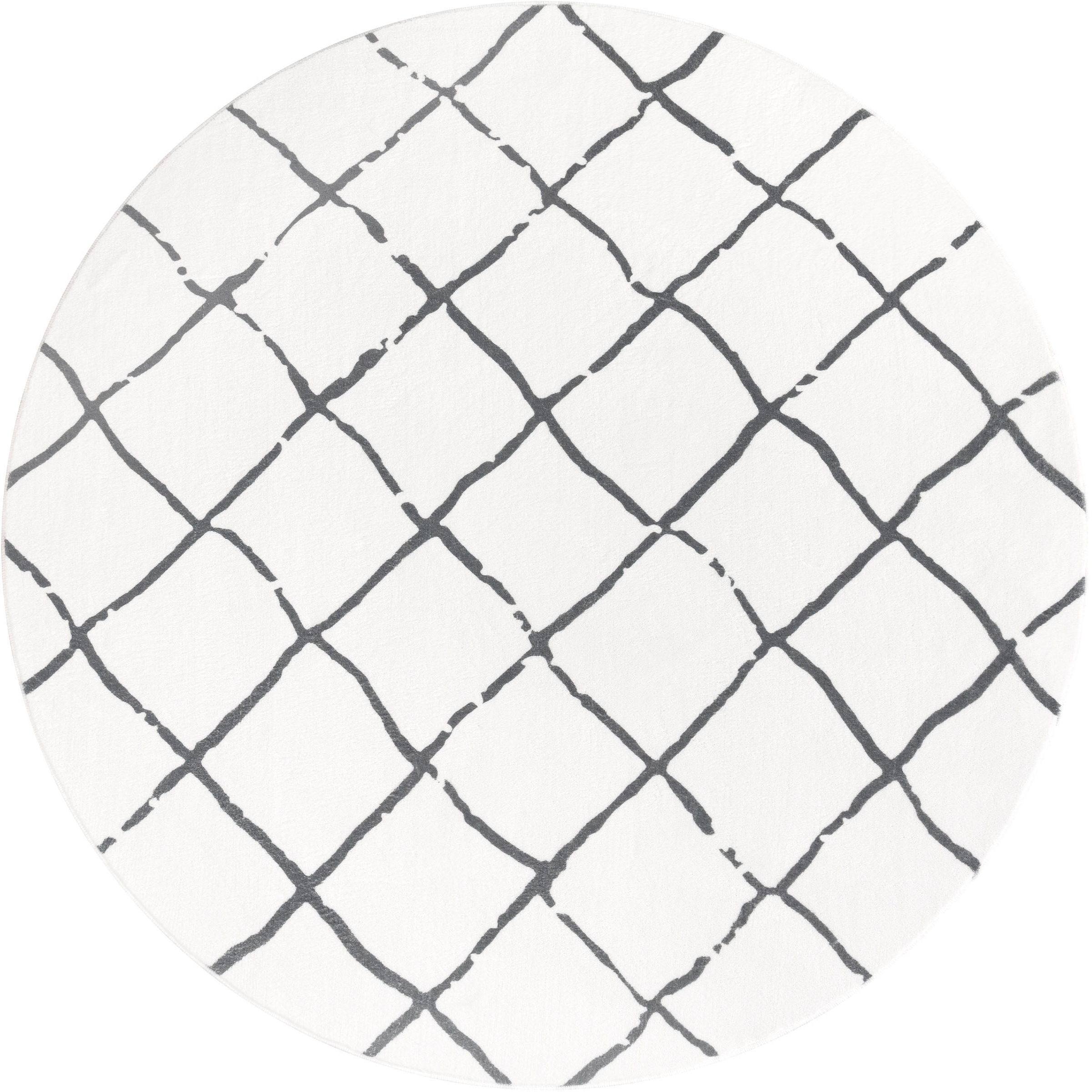 Paco Home Teppich »Luton 663«, rund, 12 mm Höhe, Kurzflor, Rauten Muster, Scandi Design, Wohnzimmer, Esszimmer