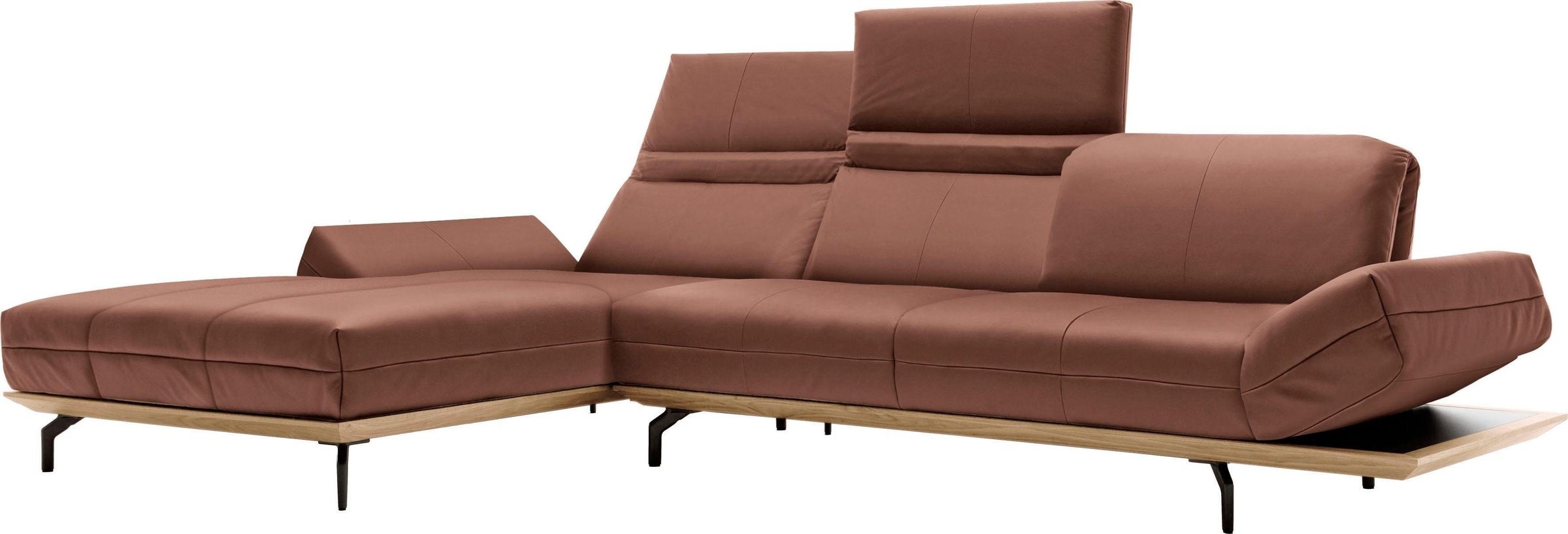 Creation BY ROLF BENZ Ecksofa »CR.420, Designecksofa, L-Form«, in 2 Qualitäten, Holzrahmen in Eiche Natur oder Nußbaum, Breite 313 cm