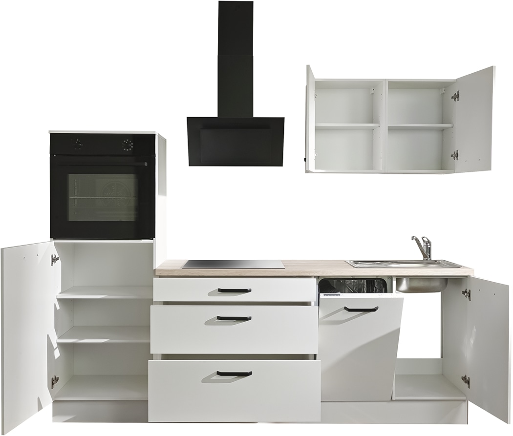 wiho Küchen Küchenzeile »Compact: Kleines Format, große Ausstattung, optional mit E-Geräten« Variante ohne Kühlschrank, Breite 240 cm