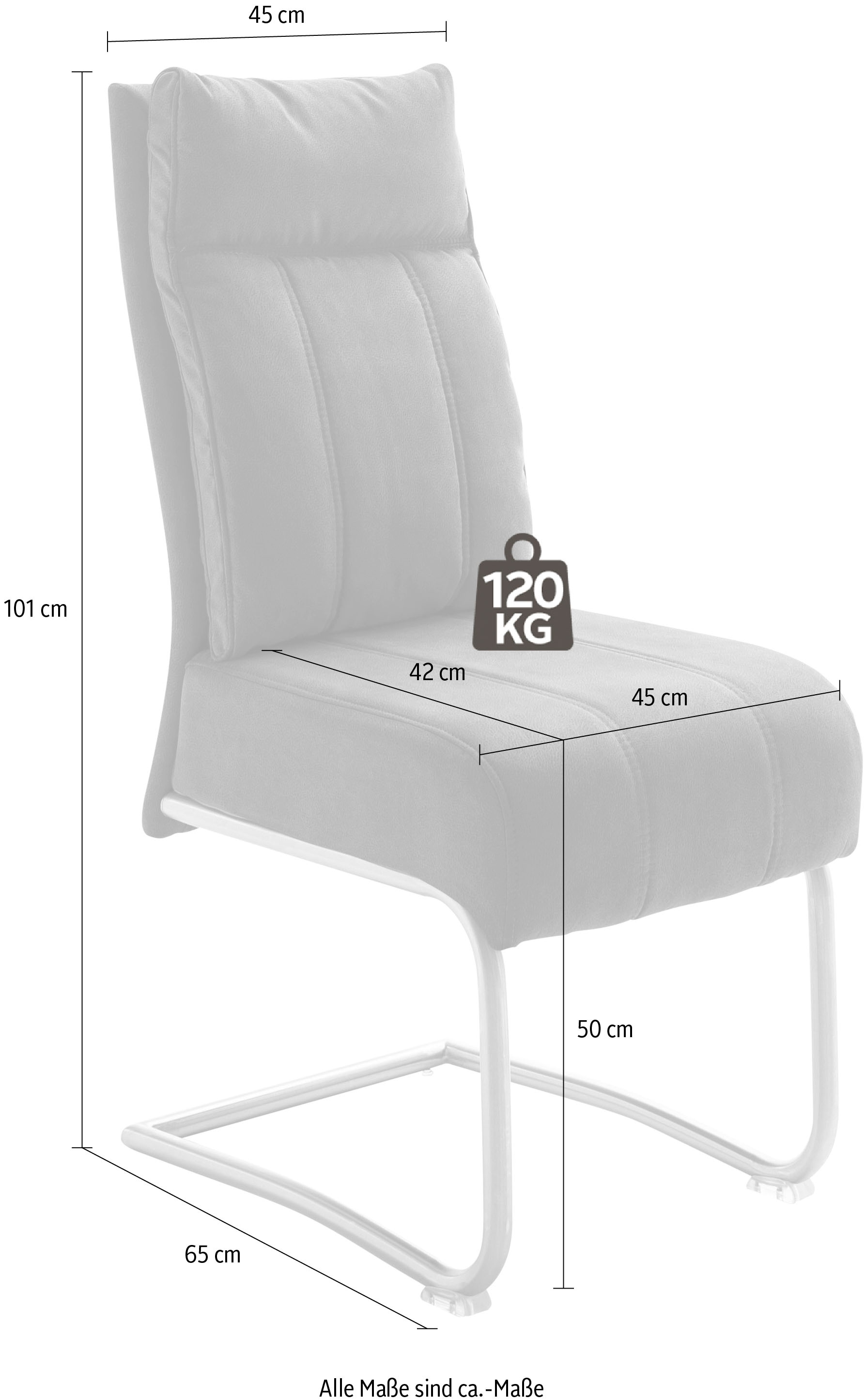MCA furniture Freischwinger auf Raten belastbar Taschenfederkern, mit Stuhl St., 2 120 bestellen Stoffbezug, »Azul«, Kg (Set), bis