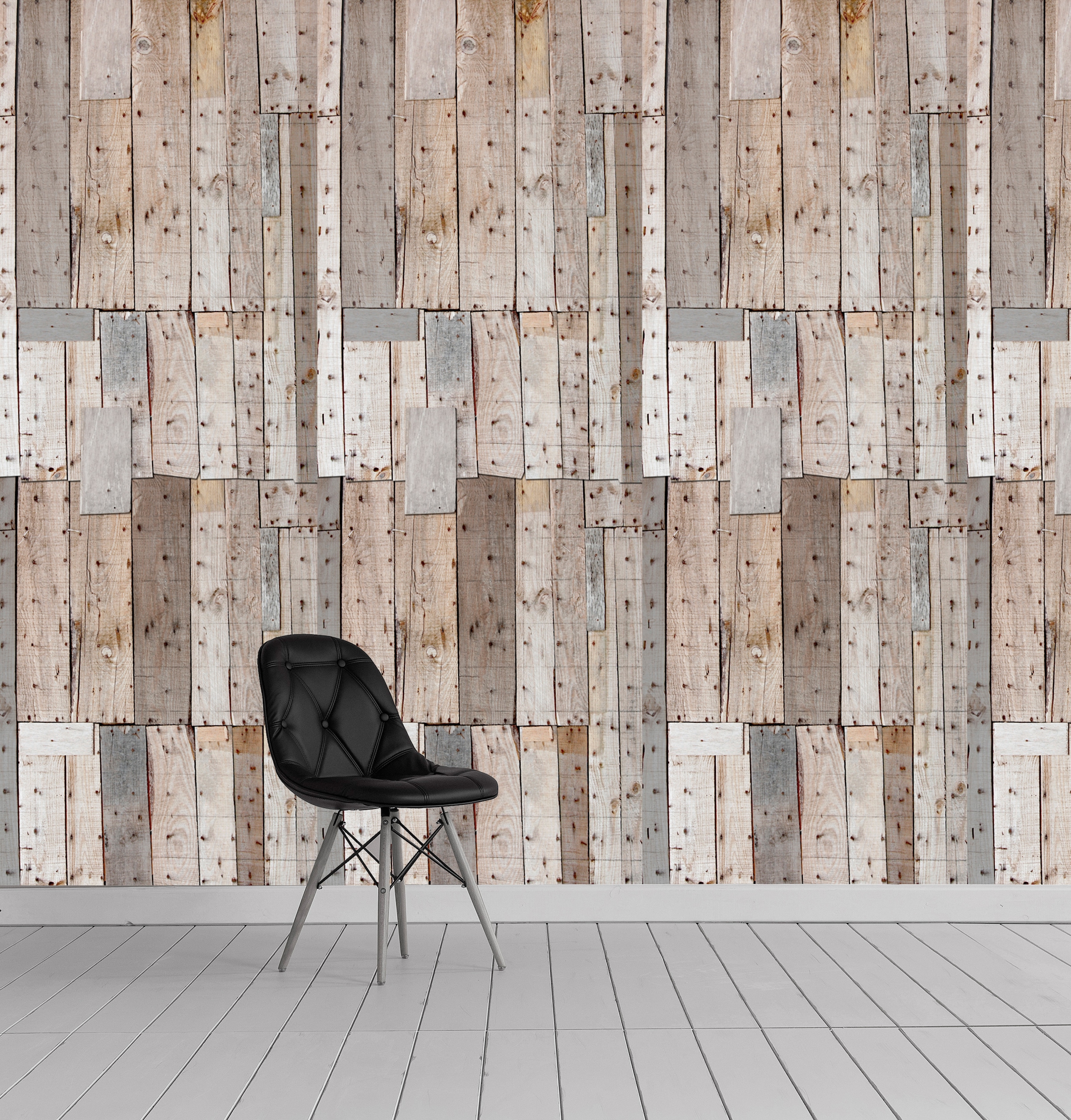queence Vinyltapete »Brosta«, bedruckt-Motiv-gemustert-Holz-Retro, 90x250cm, selbstklebend, kinderleichte Anbringung, Sticker