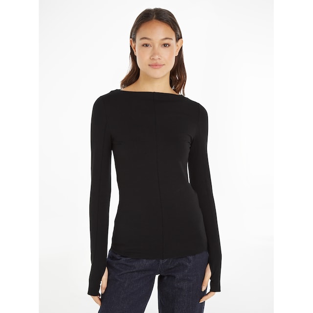 bei STRETCH TOP« »SMOOTH SLASH Calvin Klein Langarmshirt COTTON ♕