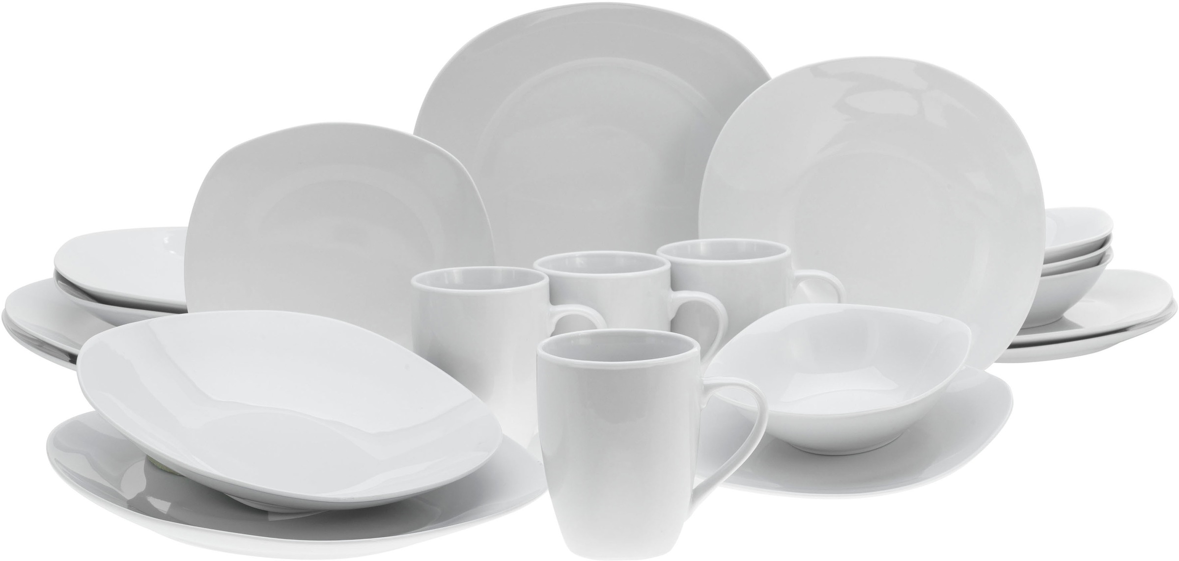 CreaTable Kombiservice »Square Weiss«, (Set, 20 tlg.), abgerundete, quadratische Form