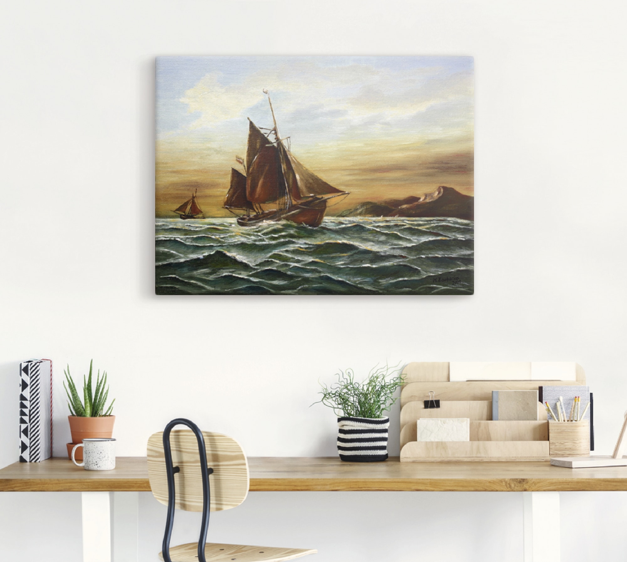 Artland Wandbild »Segelschiff auf See - maritime Malerei«, Boote & Schiffe, (1 St.), als Leinwandbild, Wandaufkleber in verschied. Größen