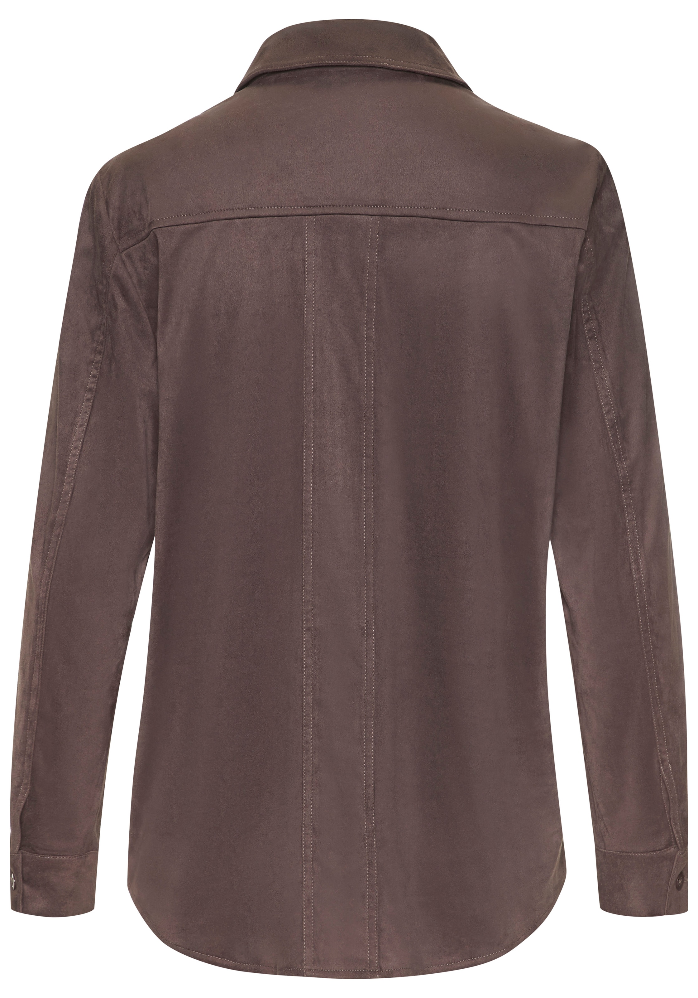 LASCANA Hemdbluse »aus Velourlederimitat« Bluse in Velourslederoptik, Langarmbluse in Wildlederoptik