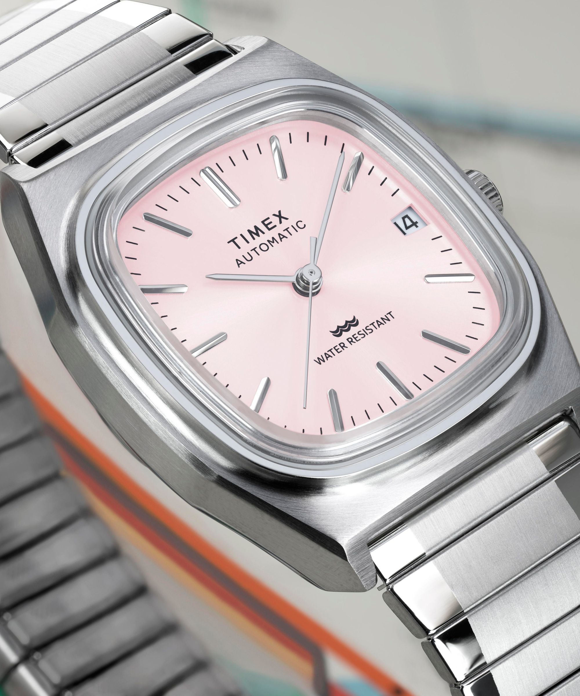 Timex Automatikuhr »E Line« Armbanduhr, Herrenuhr, Mechanische Uhr, Edelstahlarmband, analog, Tag