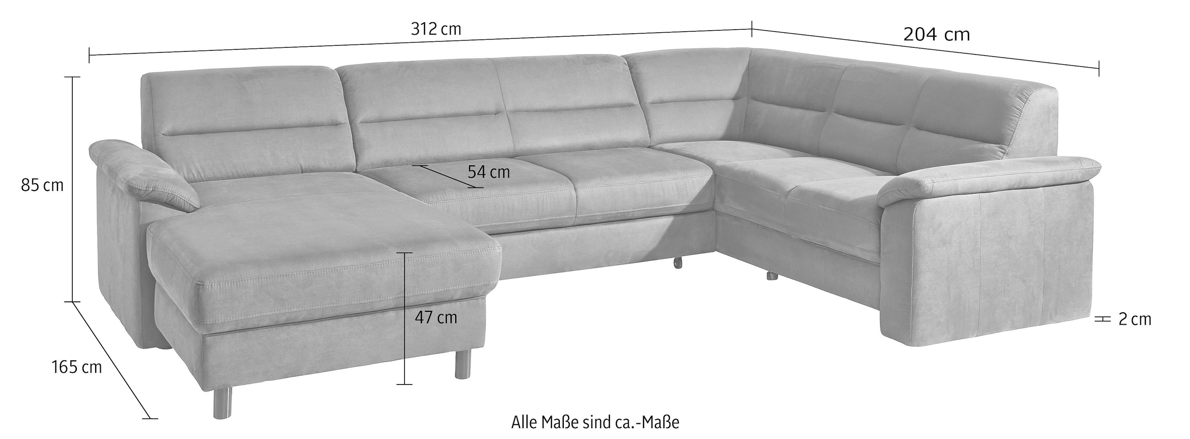 sit&more Wohnlandschaft »Ascara U-Form«, inklusive Boxspring/Federkern-Polsterung, wahlweise mit Bettfunktion