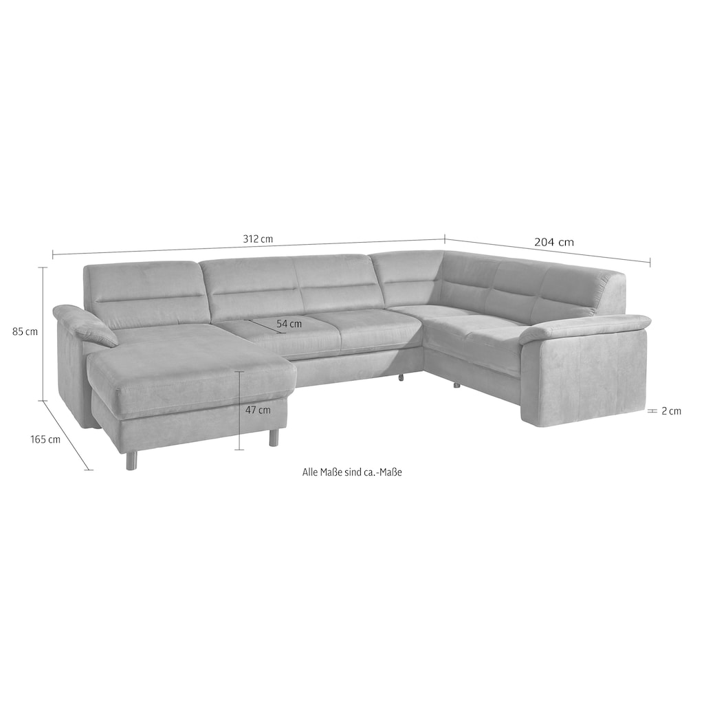 sit&more Wohnlandschaft »Ascara«, inklusive Boxspring/Federkern-Polsterung, wahlweise mit Bettfunktion