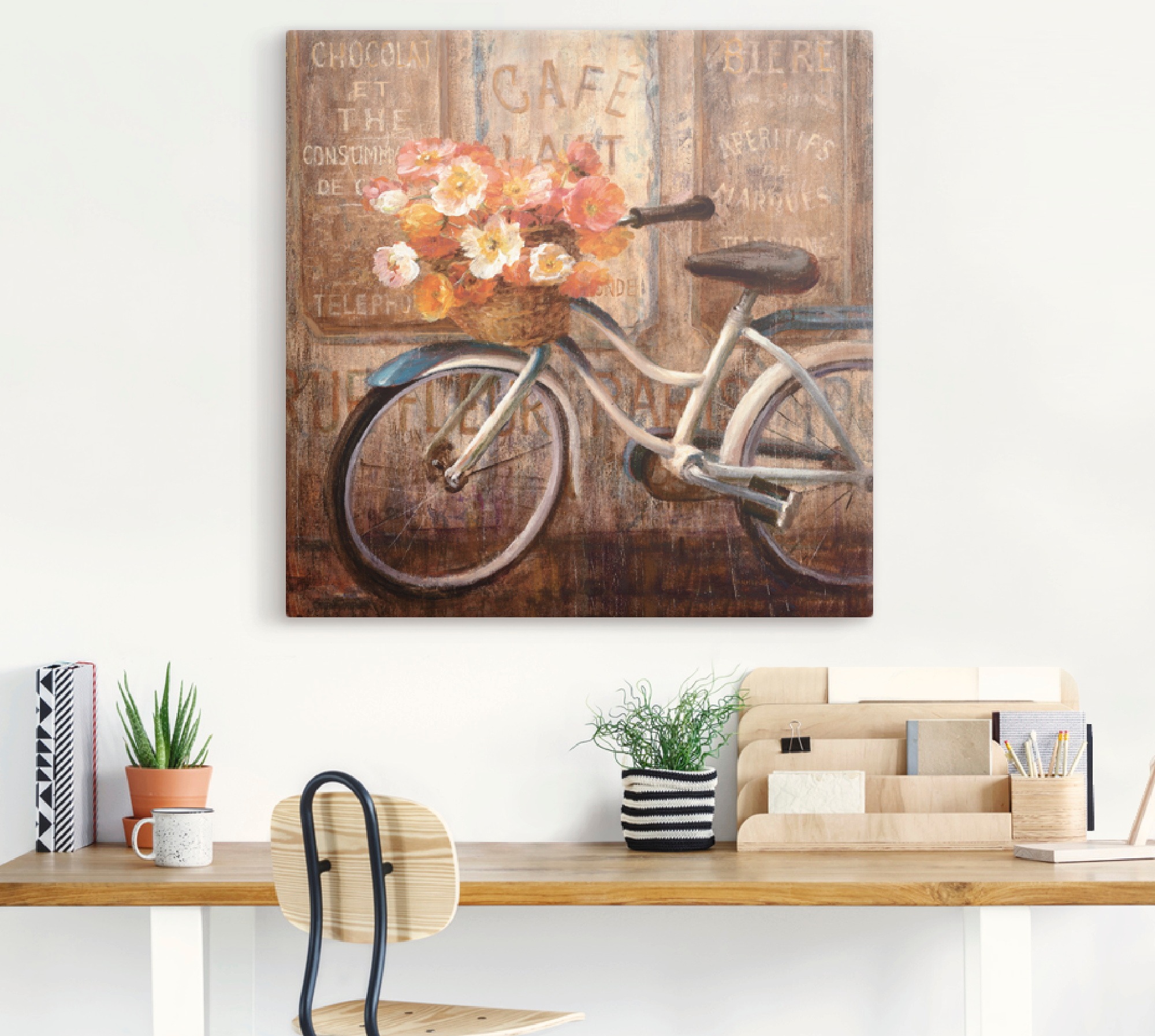 Artland Leinwandbild »Triff mich im Cafe II« Fahrräder 1 Stk. tlg. auf Holzrahmen gespannt