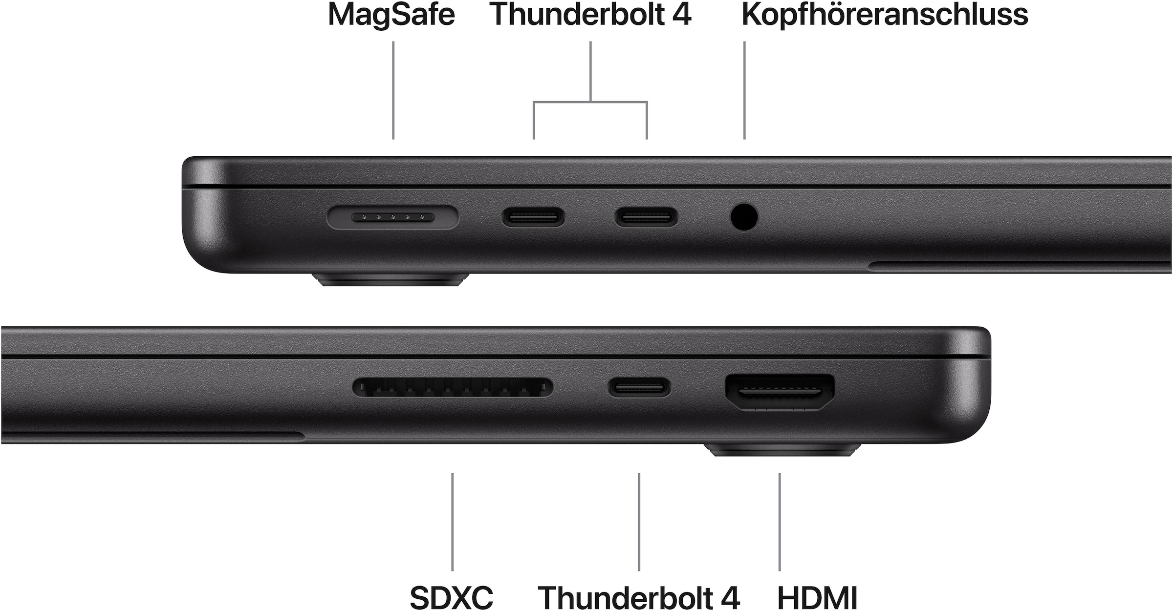 Apple Notebook »MacBook Pro 14"« 35,97 cm / 14,2 ″ Apple M5 10-Core GPU;HDMI;3,5 mm Kopfhöreranschluss;MagSafe 3 Anschluss;DisplayPort;Thunderbolt 4;USB 4 1.000 GB SSD