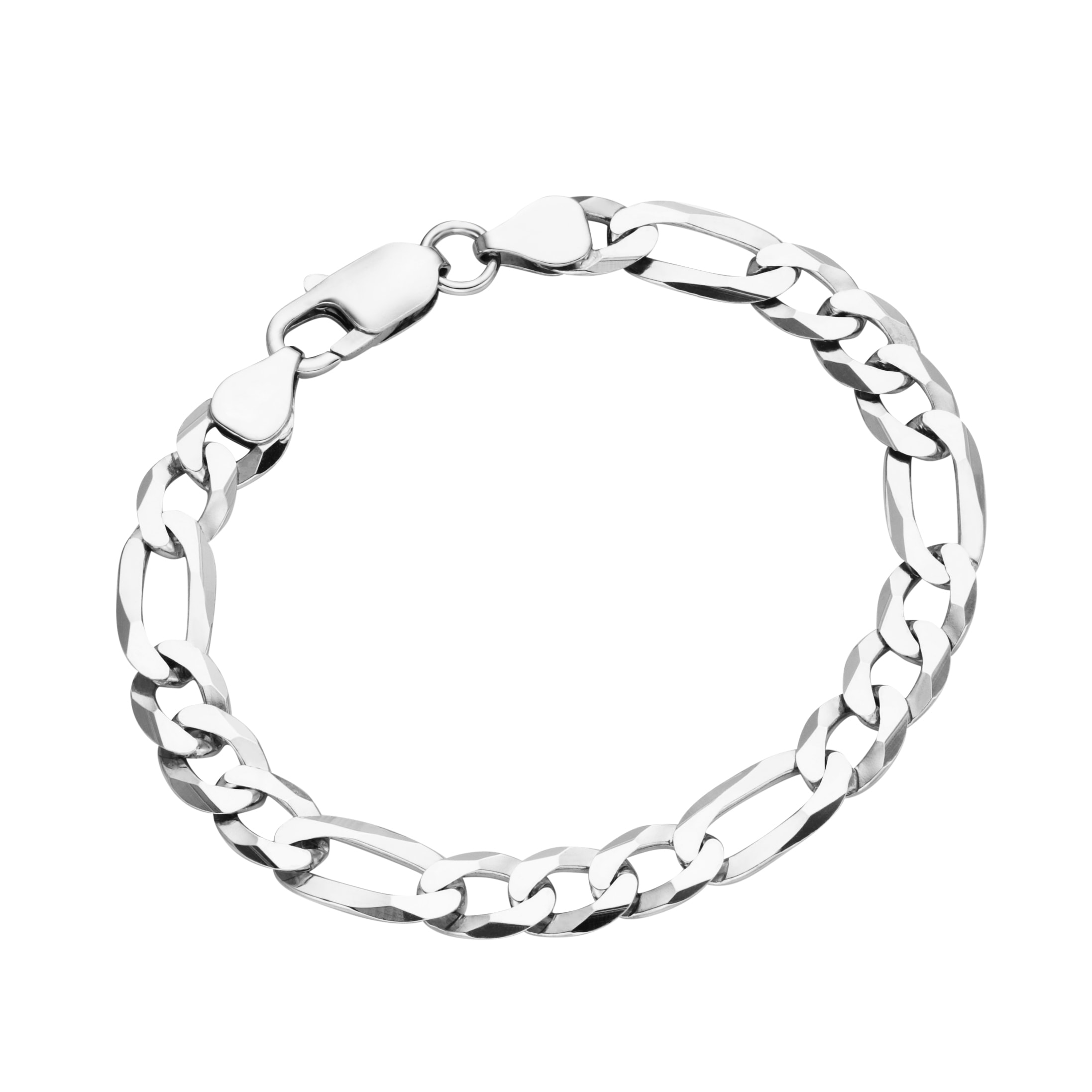 Smart Jewel Armband »Armband Figarokette 3/1 diamantiert, massiv, Silber 925«