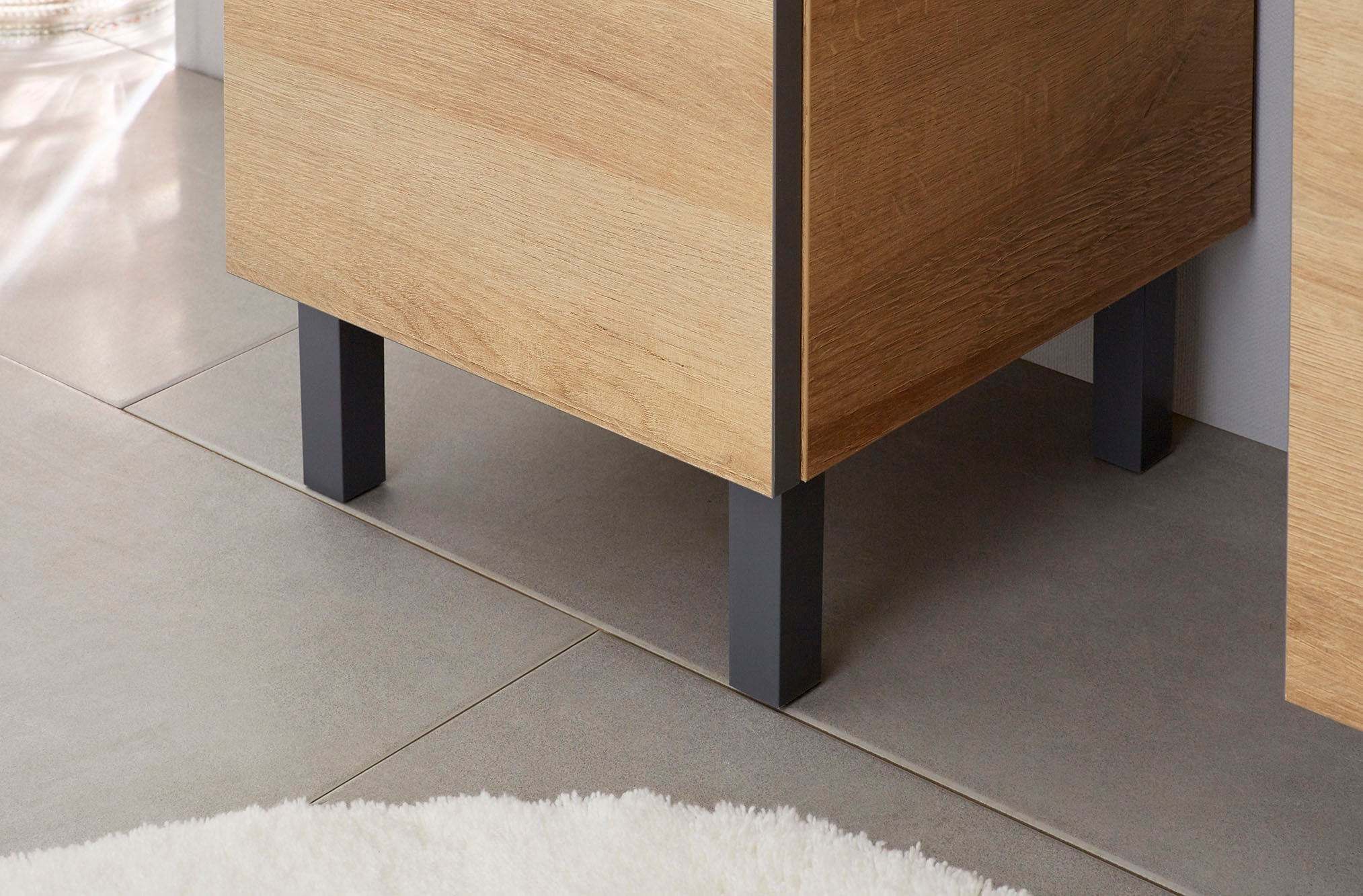 Saphir Hochschrank »Quickset 919 Badschrank, 30 cm breit, 2 Türen, Nische, 1 Schublade« Badezimmer-Hochschrank inkl. Türdämpfer, Griffe in Grau