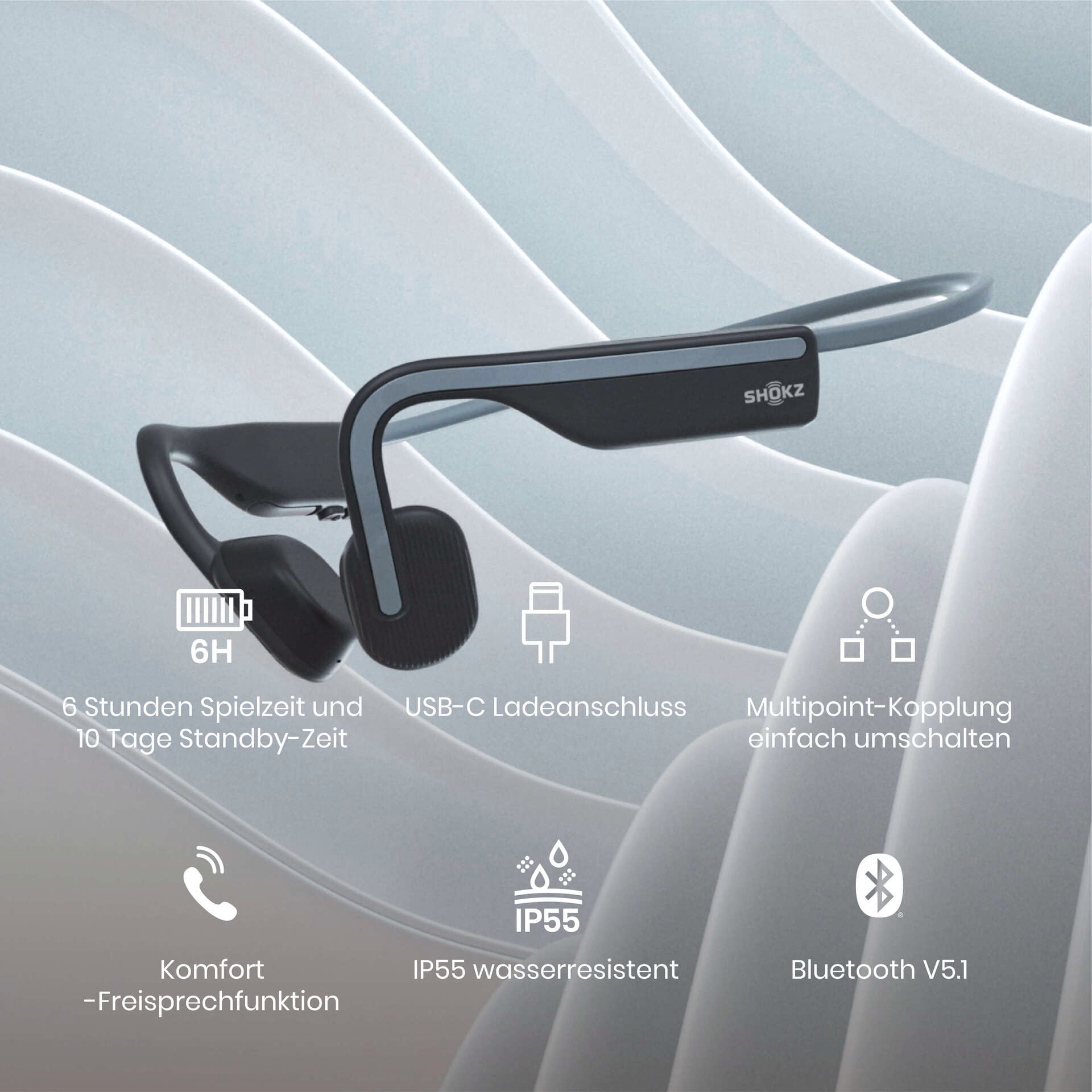 Shokz Open-Ear-Kopfhörer »OpenMove + Cooling Towel«