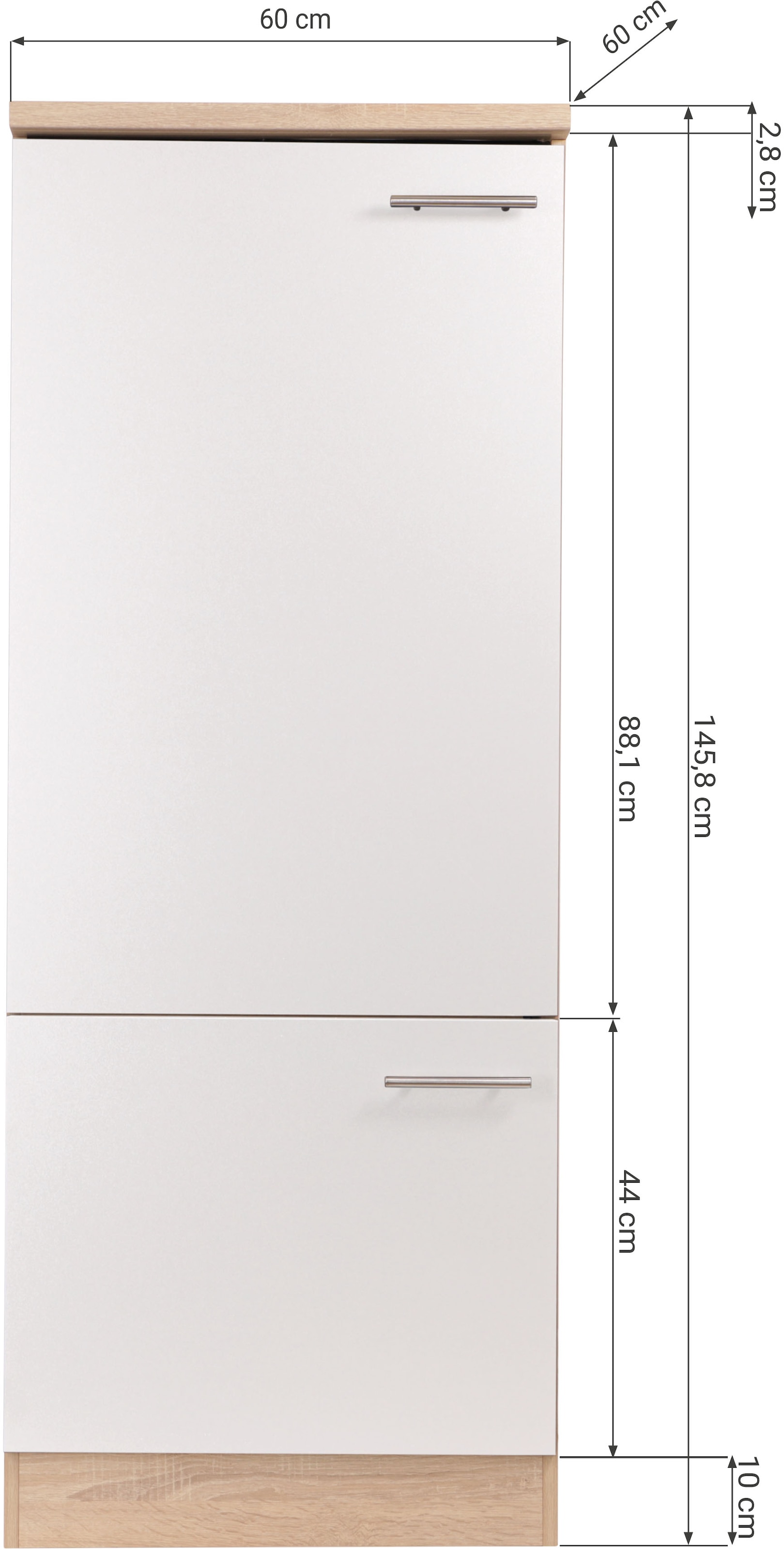 RESPEKTA Kühlumbauschrank »Merle« Breite 60 cm, Türen wechselseitig anschlagbar, Höhe 144,8 cm