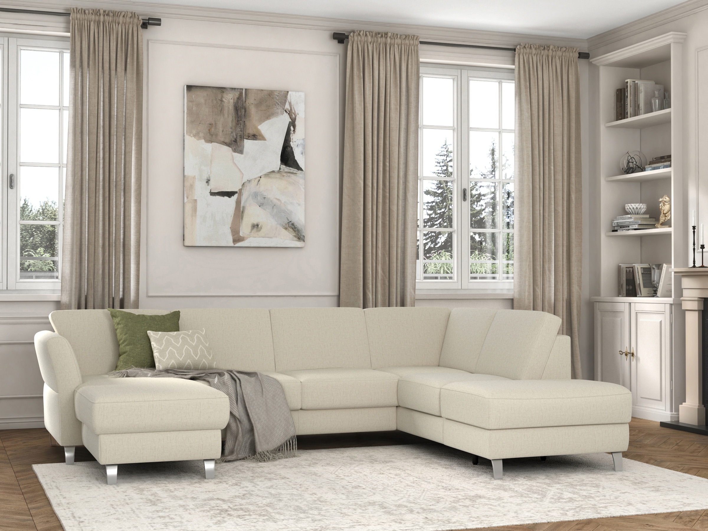 sit&more Wohnlandschaft »Visby U-Form«, Wahlweise mit Bettfunktion und Stauraum, frei im Raum stellbar