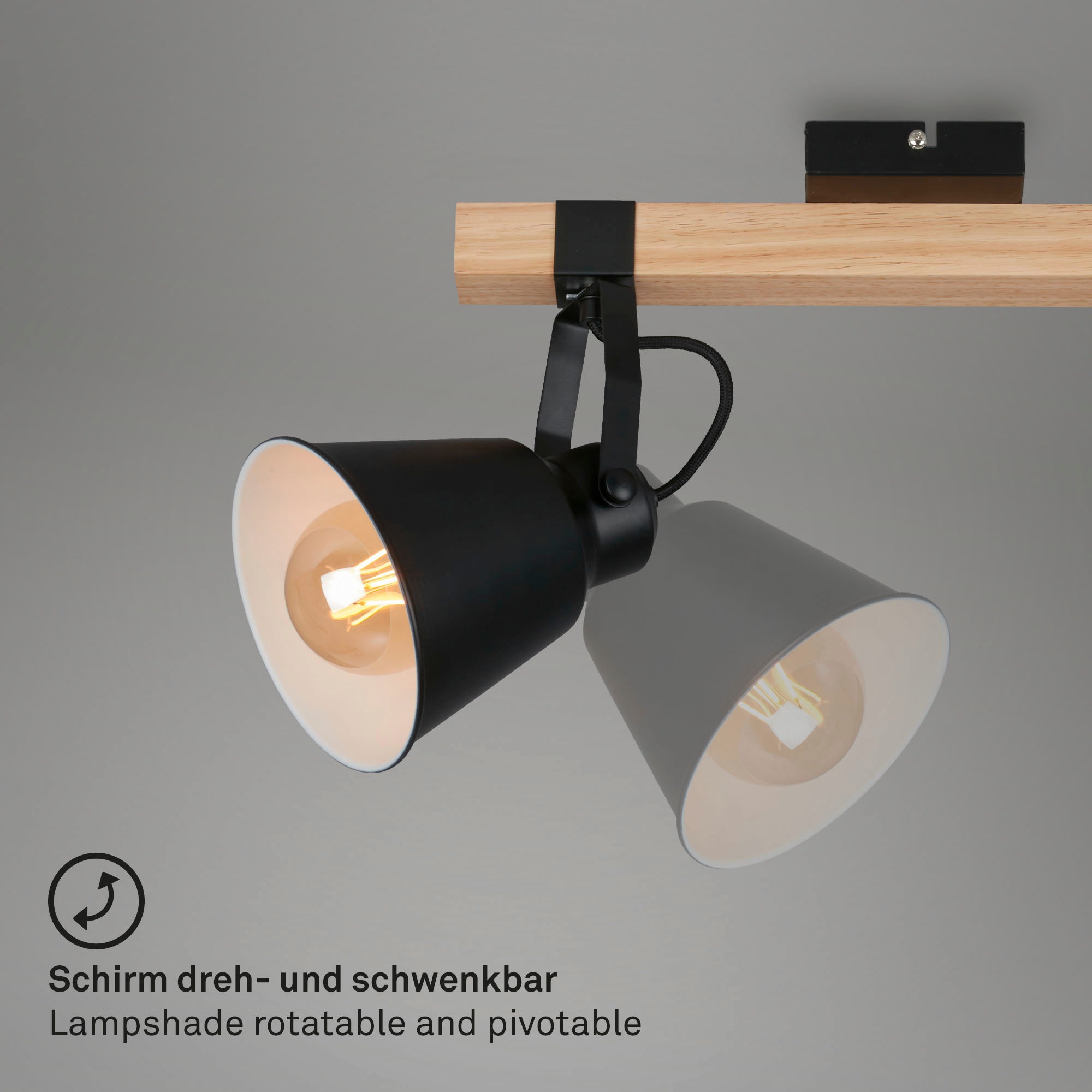 Briloner Leuchten Deckenspots »2406035 TALLE«, Leuchtmittel E27 | ohne Leuchtmittel, Deckenlampe, 68x14,5x24cm, Schwarz, max.40W, E27, Wohnzimmer, Flur