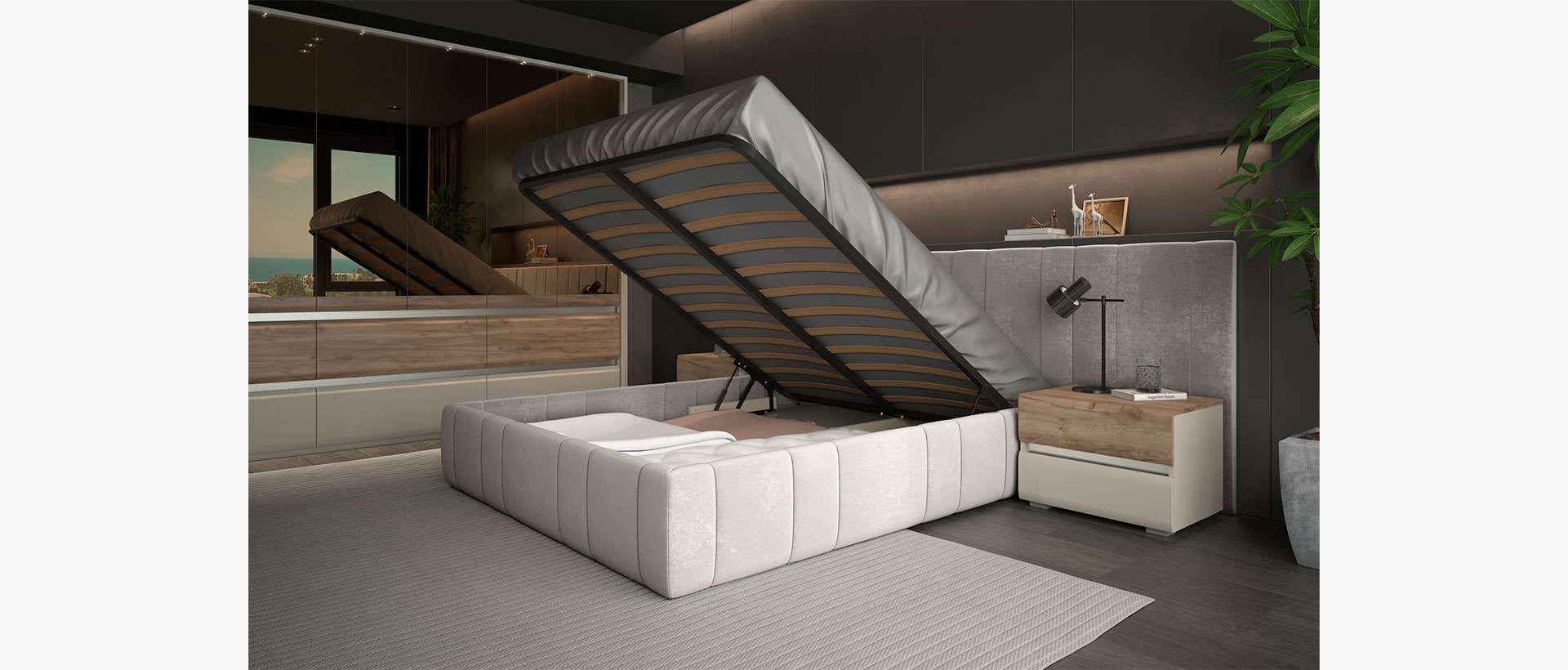 Places of Style Bettgestell »Invictus«, mit Lattenrost und Bettkasten