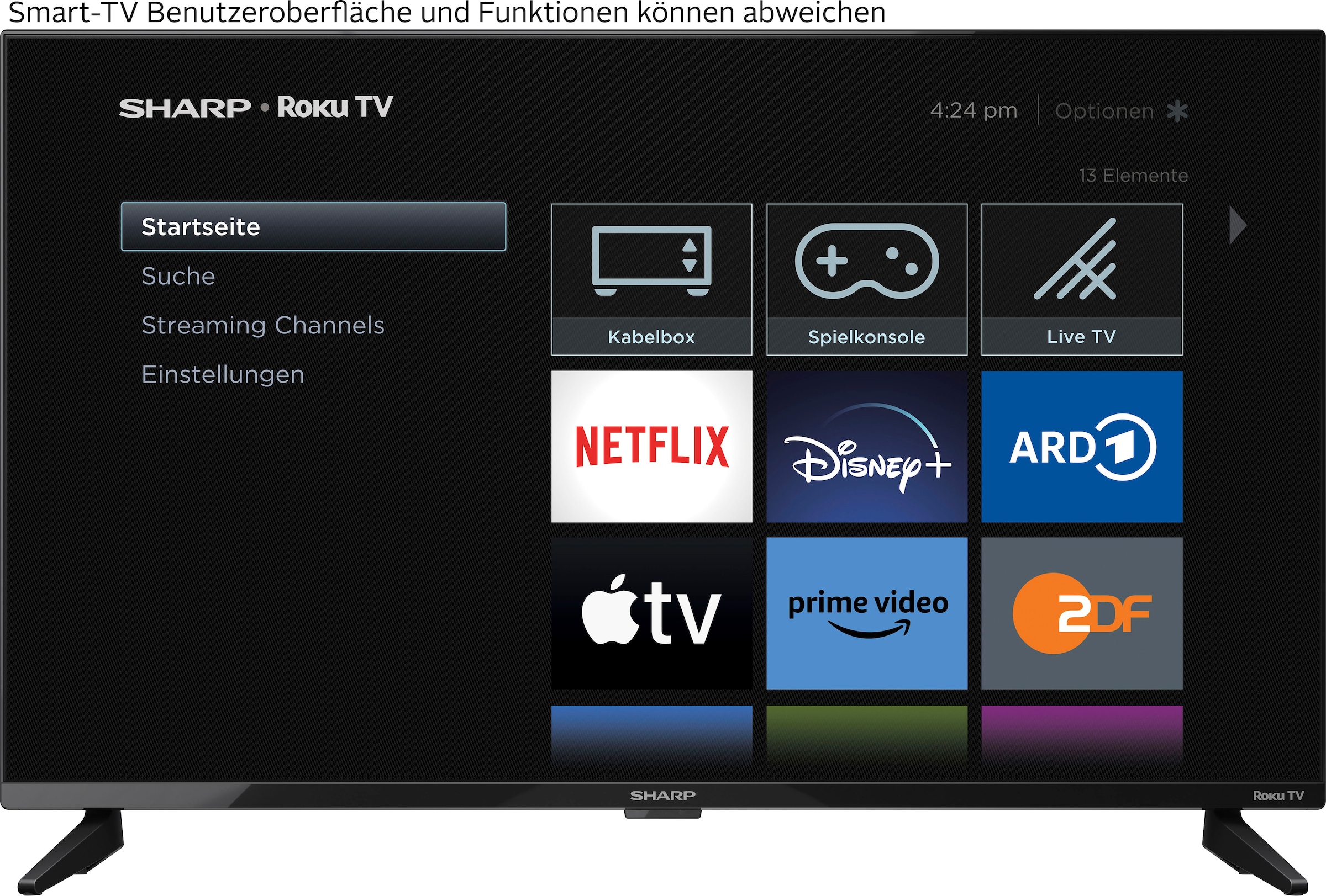 Sharp LED-Fernseher »1T-C32FDx«, HD-ready, Smart-TV, Roku TV nur in Deutschland verfügbar, Rahmenlos, HDR10, Dolby Digital