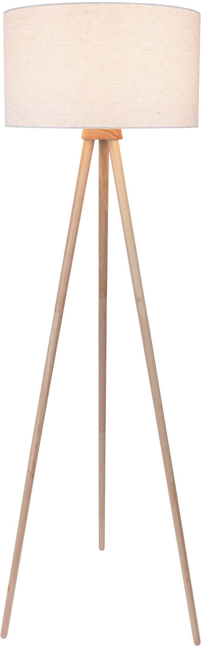 OTTO home Stehlampe »Torell - Dreibein Stehleuchte« E27 1 Stk. Textil, Dreibein Holz, E27, Kabel 300cm, Leinen o. Cord, Textilschirm