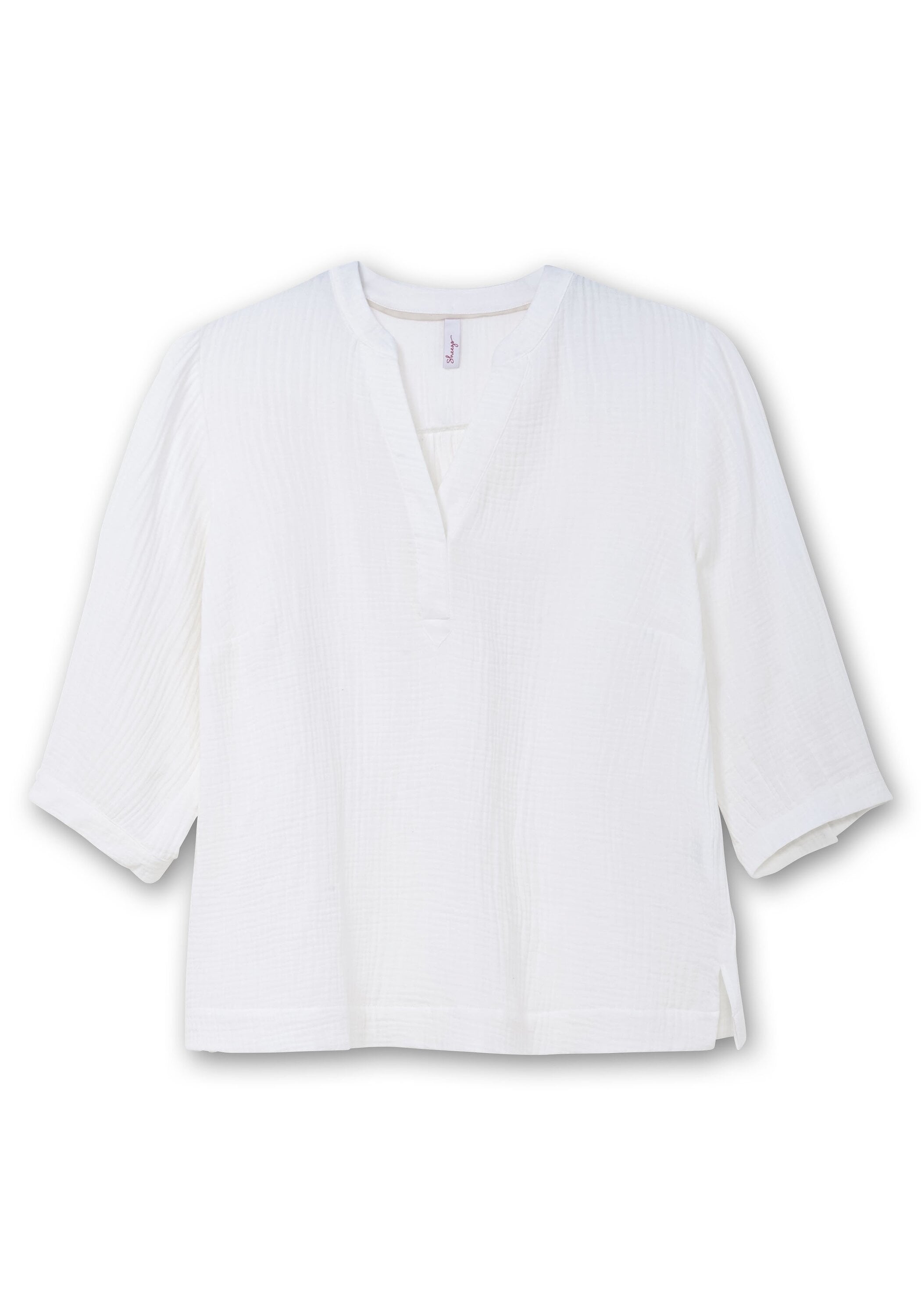 Sheego Tunika »Tunika mit 3/4-Arm und V-Schlitz, aus Musselin«