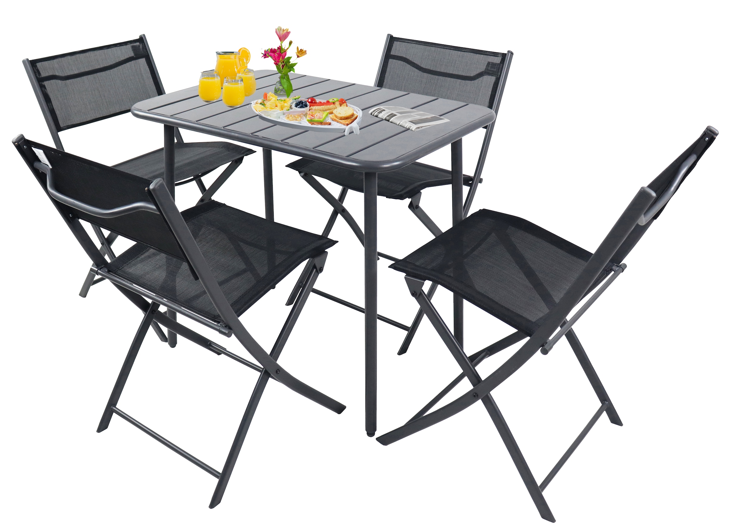 VCM Garten-Essgruppe "5 tlg. Bistroset Balkonset Gartenset Sumila 80x55" 5 tlg.