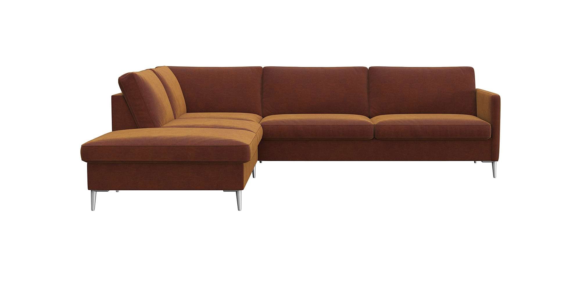 FLEXLUX Ecksofa »Fiore, L-Form«, schmale Armlehnen, Kaltschaum, Füße Alu