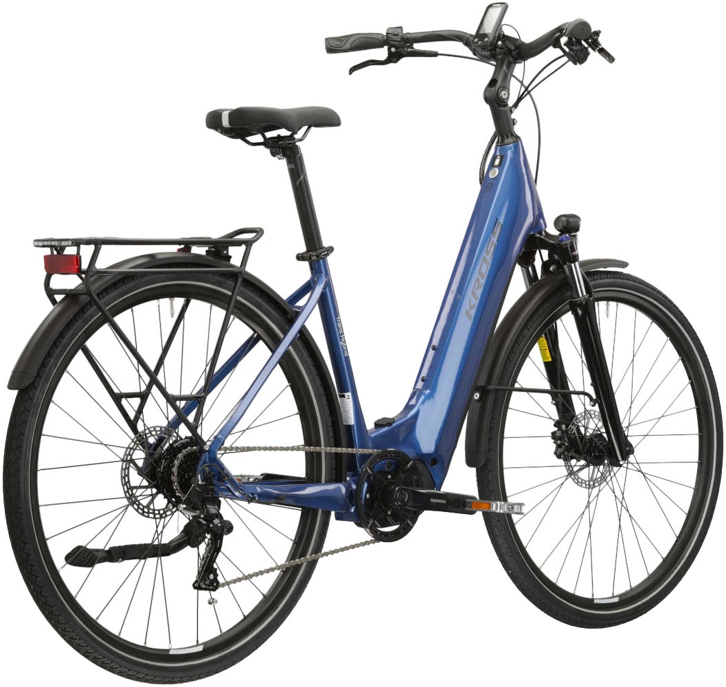 Kross E-Bike »E-Trekkingrad Trans Hybrid LS 3.0 28 Zoll blau«, 8 Gang, Shimano, Acera T3000, Mittelmotor 250 W, Pedelec, Elektrofahrrad für Damen und Herren