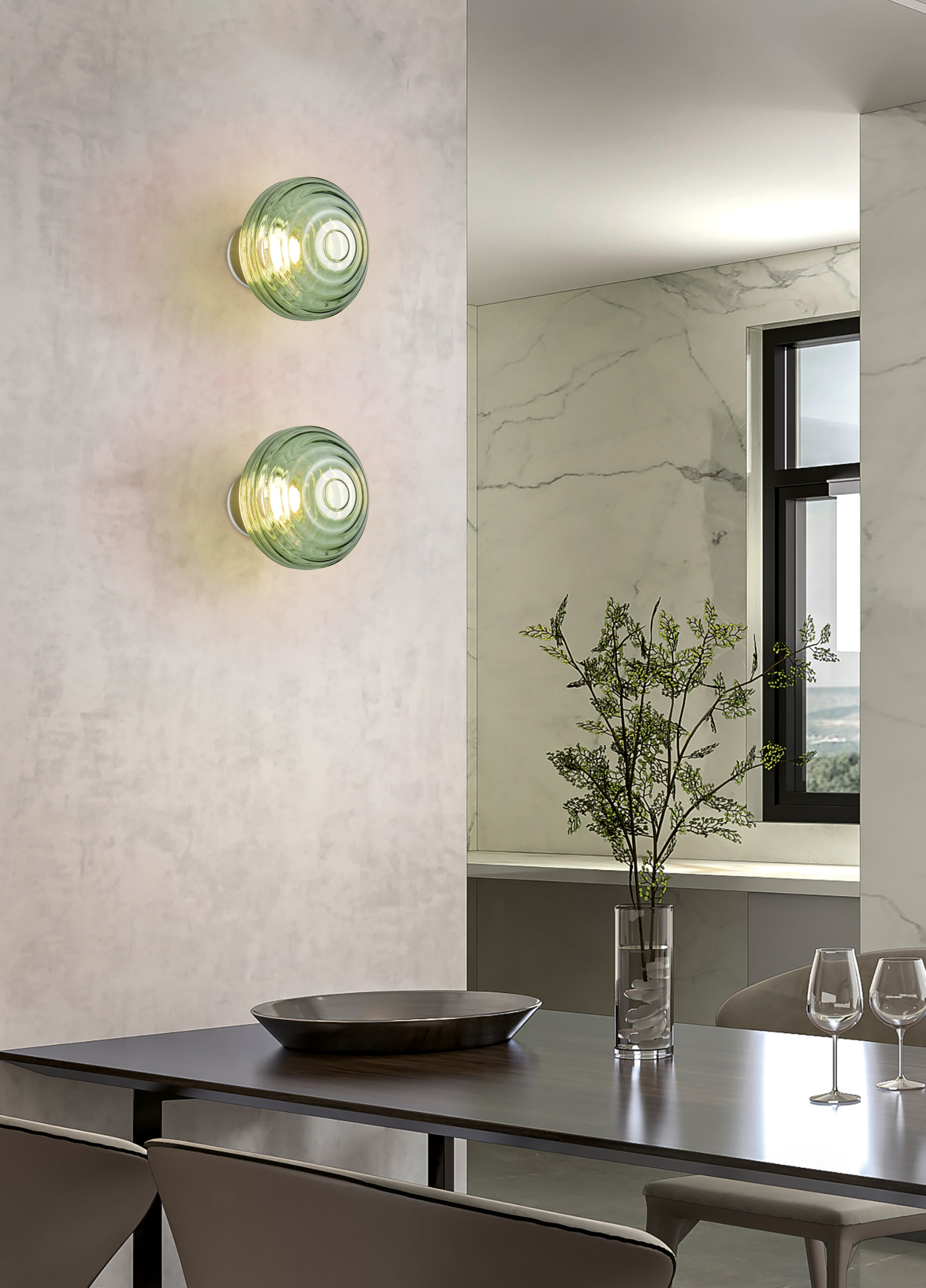 REALITY Leuchten LED Wandleuchte »EARL, runde Akku Wandlampe mit Touchdimmer, USB-Anschluss Ø 15,5cm« LED-Board 1 Stk. Warmweiß Akku Wandlampe Glasschirm, einfache Wandbefestigung, Tiefe 15 cm