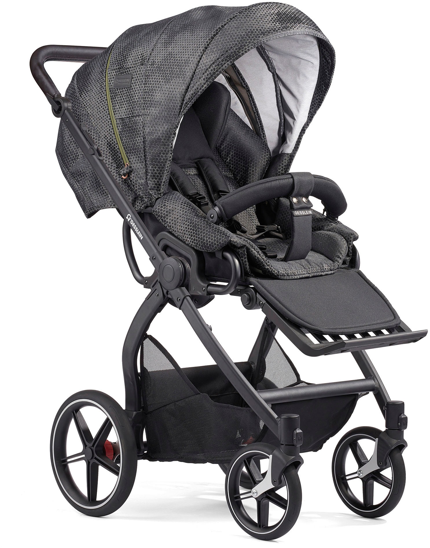 Gesslein Kombi-Kinderwagen »FX4 Soft+ mit Aufsatz Classic schwarz/schwarz, schwarzgrau«, mit Babywanne Cx3 und Babyschalenadapter