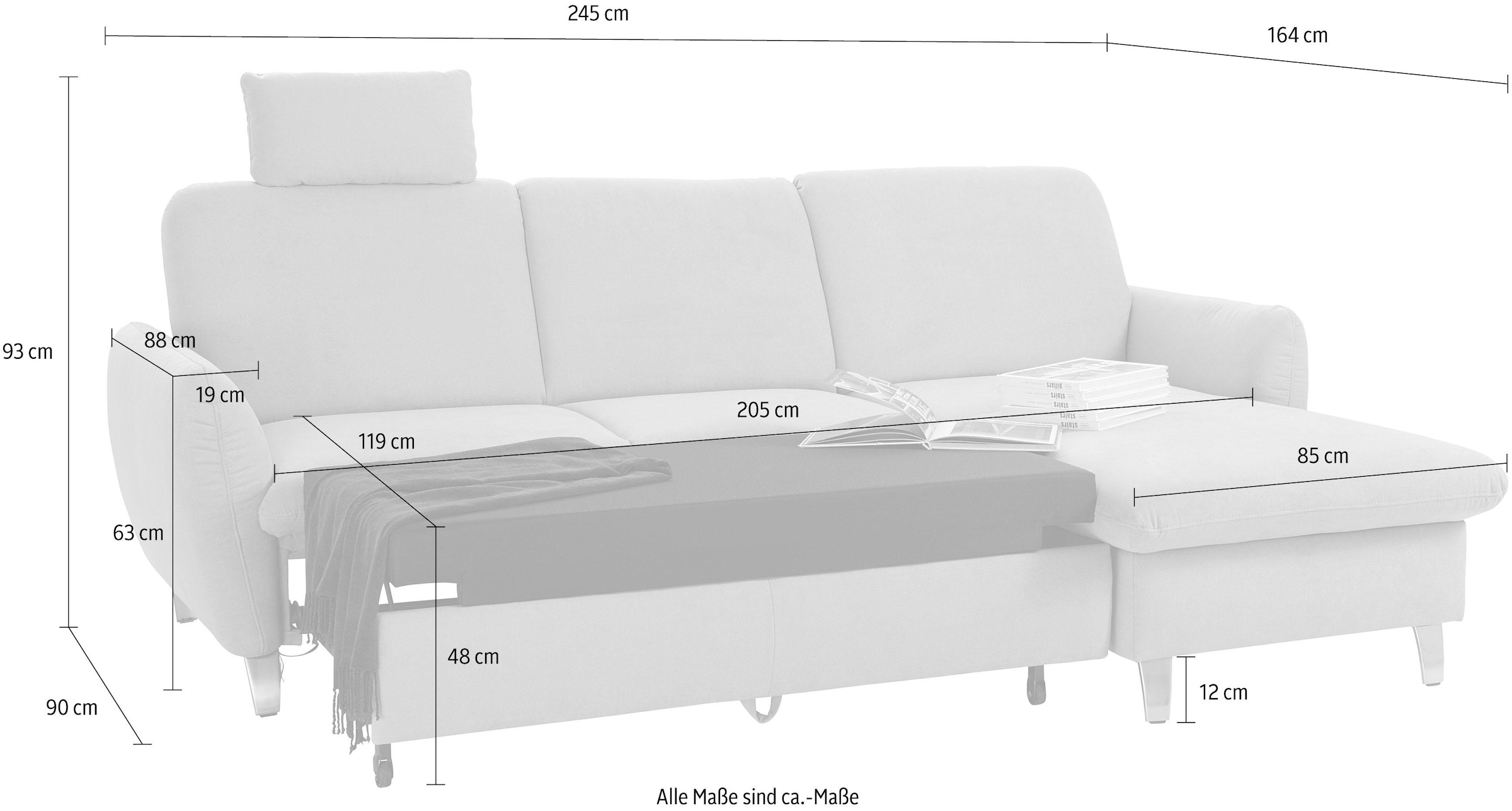 sit&more Ecksofa »Daytona L-Form«, mit Federkern, einer Kopfstütze und wahlweise mit Bettfunktion