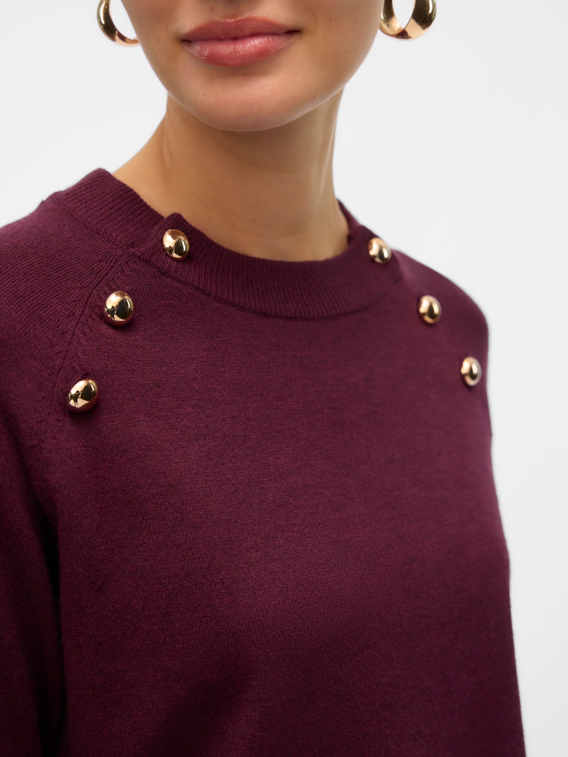 Vero Moda Strickpullover »VMHAPPY LS O-NECK BUTTON PULLOVER BOO«